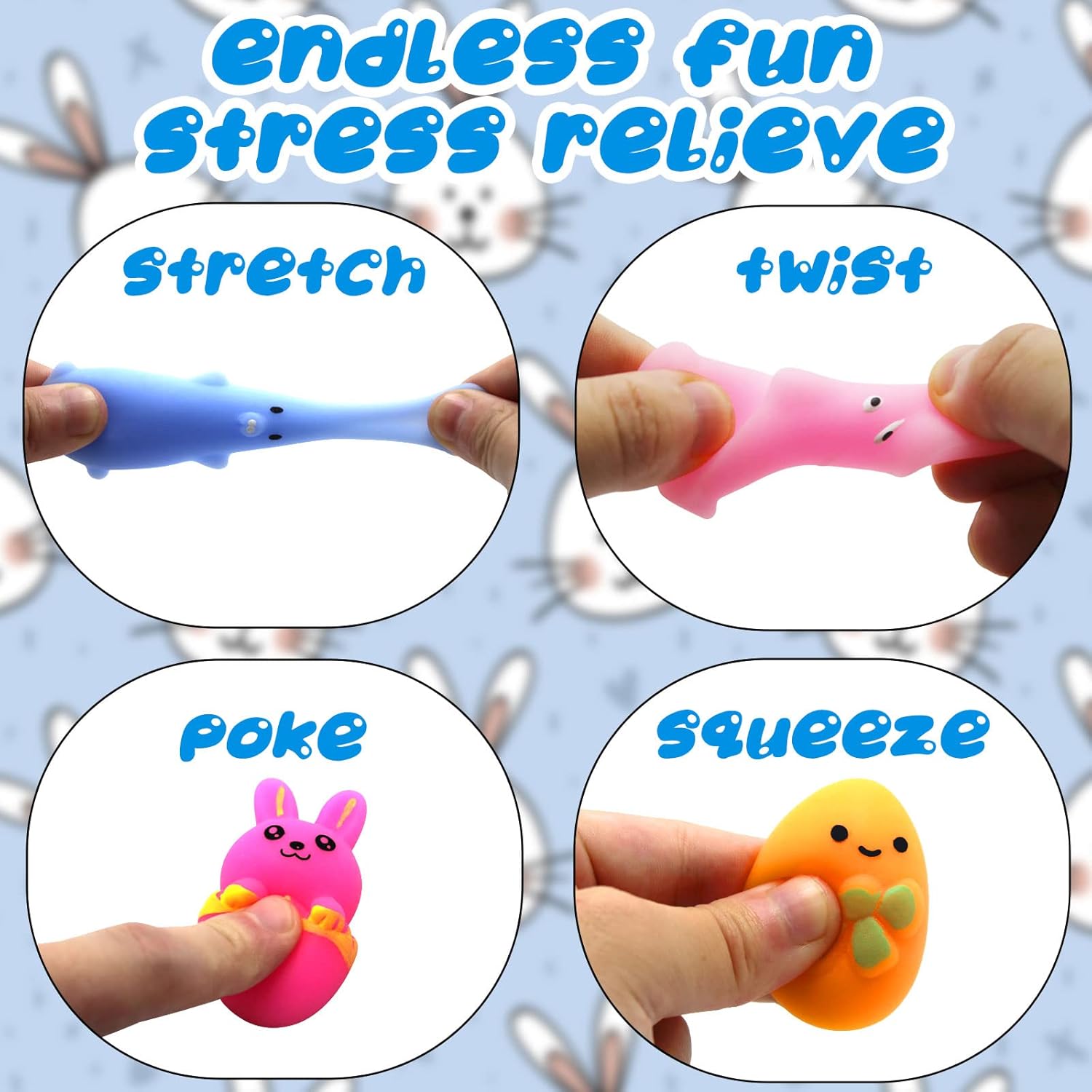 24 Pcs Easter Eggs with Mochi Squishy Toys for Kids Easter Eggs Hunt, Cute Easter Toys for Easter Basket Stuffers, Basket Filler, Easter Party Favor