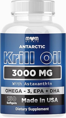 Dr. JOEL'S MOM NUTRIX Suplemento de aceite de krill antártico – 150 cápsulas blandas – EPA de alta absorción, DHA, astaxantina y fosfolípido – Sin