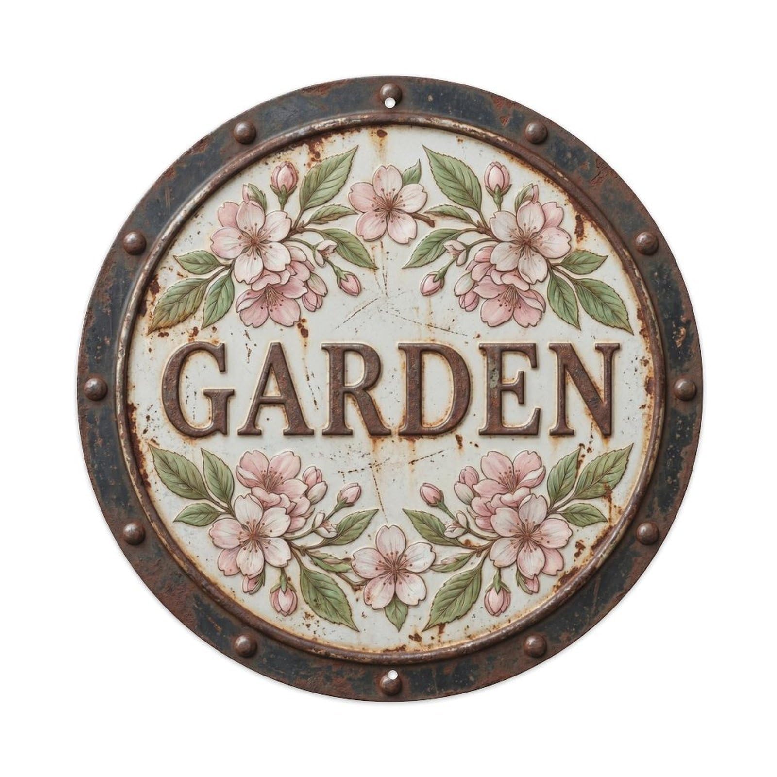 Garden Botanical Floral Outdoor Label Cherry Blossom Metal Tin Sign