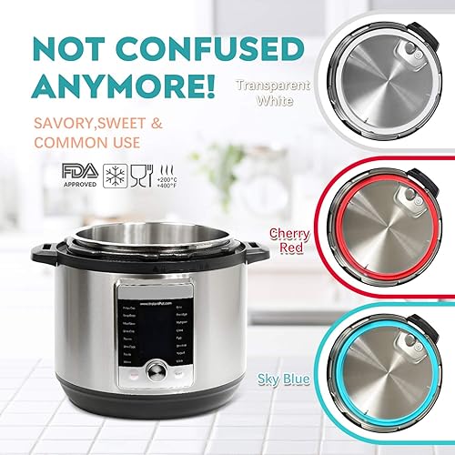 Miniatura 3 de Paquete de 3 anillos de sellado de silicona de 6 cuartos con válvula de liberación de vapor, compatibles con modelos Instant Pot Ultra y de 6