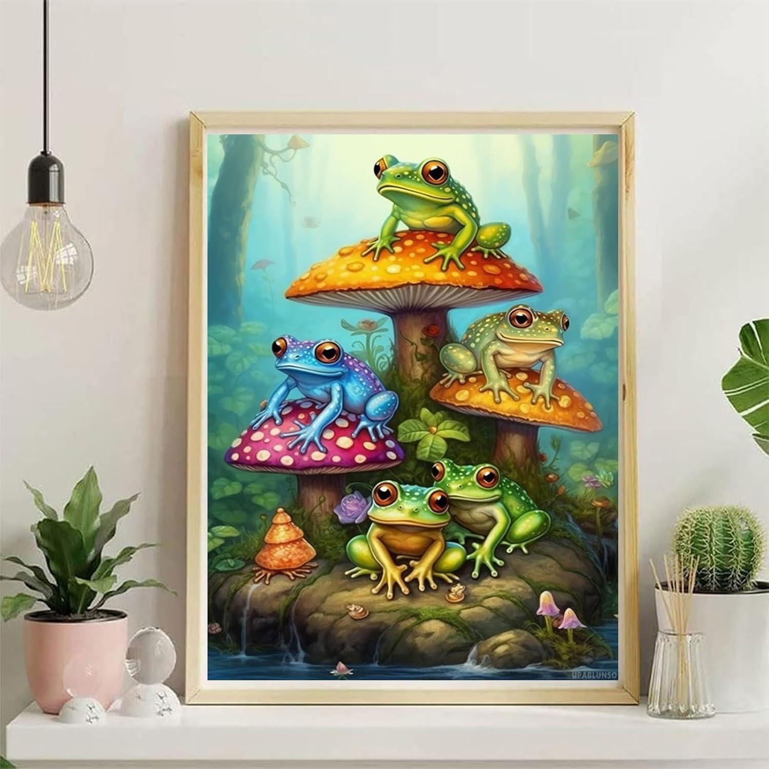 UPABLUNSO Mushroom Diamond Painting Kits Frog Diamond Painting Full Round Gemstone Crystal Diamond Art Kits for Home Decor Wall Decor 12x16 Inch