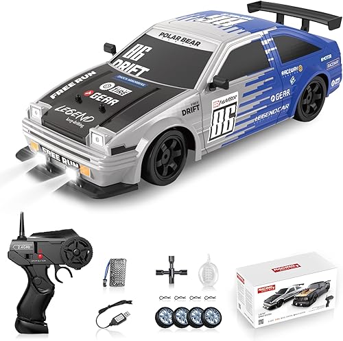 Miniatura 15 de Coche de Deriva RC 1/16 2.4GHz 4WD Coches de Control Remoto, Coches RC de Deriva Recargables de Alta Velocidad con Spray, Luces Geniales y