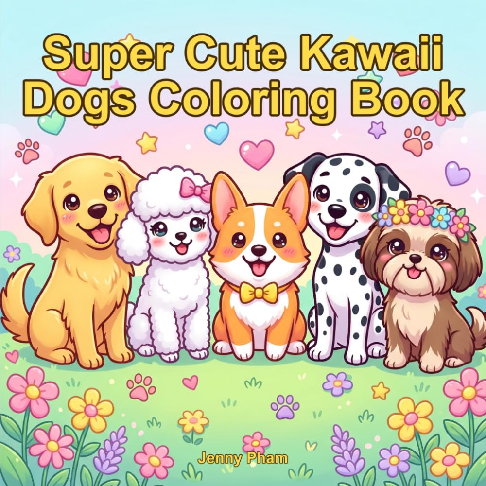 Super Cute Kawaii Dogs Coloring Book