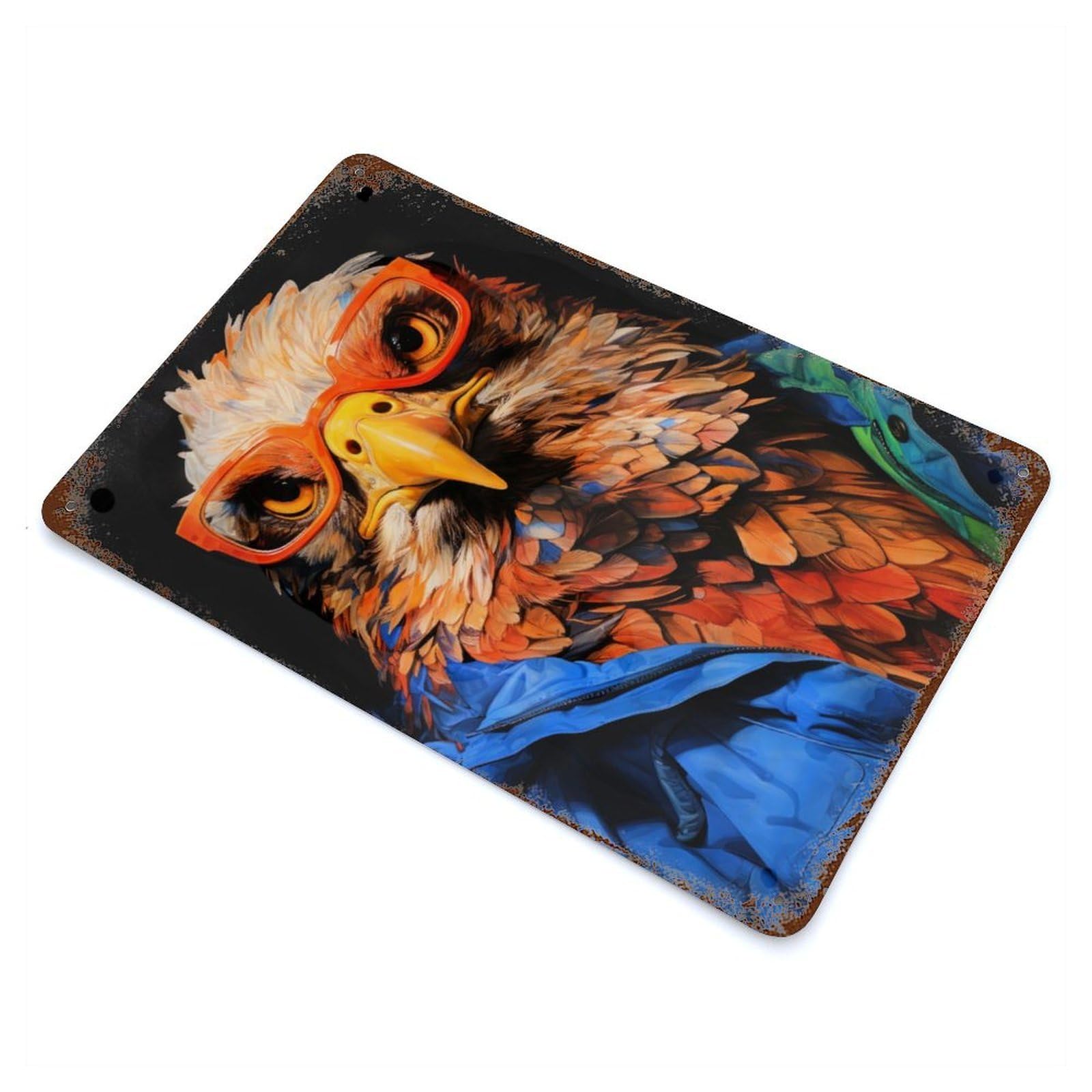 Garage Style Animal Eagle Rustic Tin Plaque 11.8"x7.9", Industrial Home Decor for Bar And Workshop
