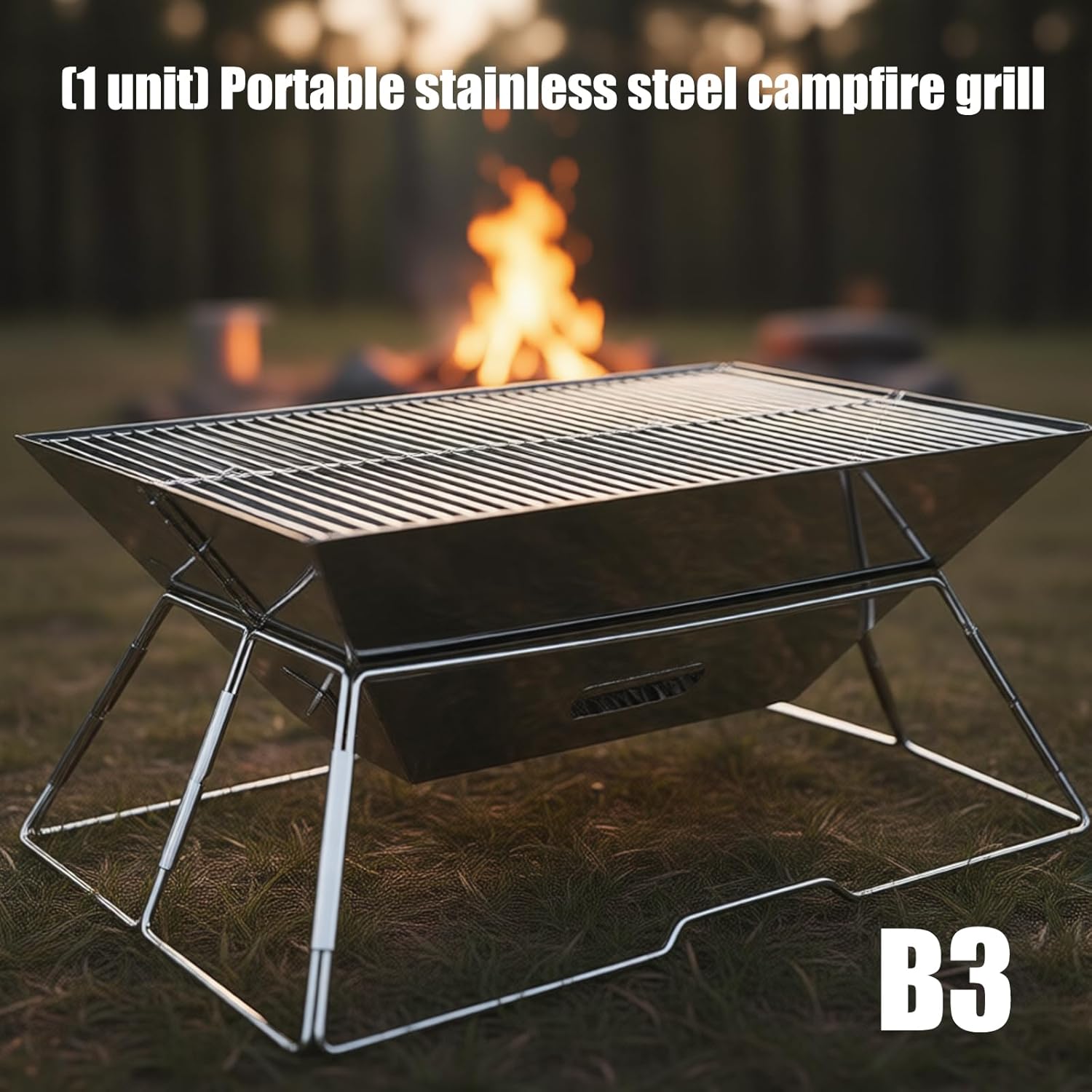 Thin Permanent Rustless Transportable Barbecue Highlighting Collapsing Plan for Camping and Backyard Use Heating Barbecue