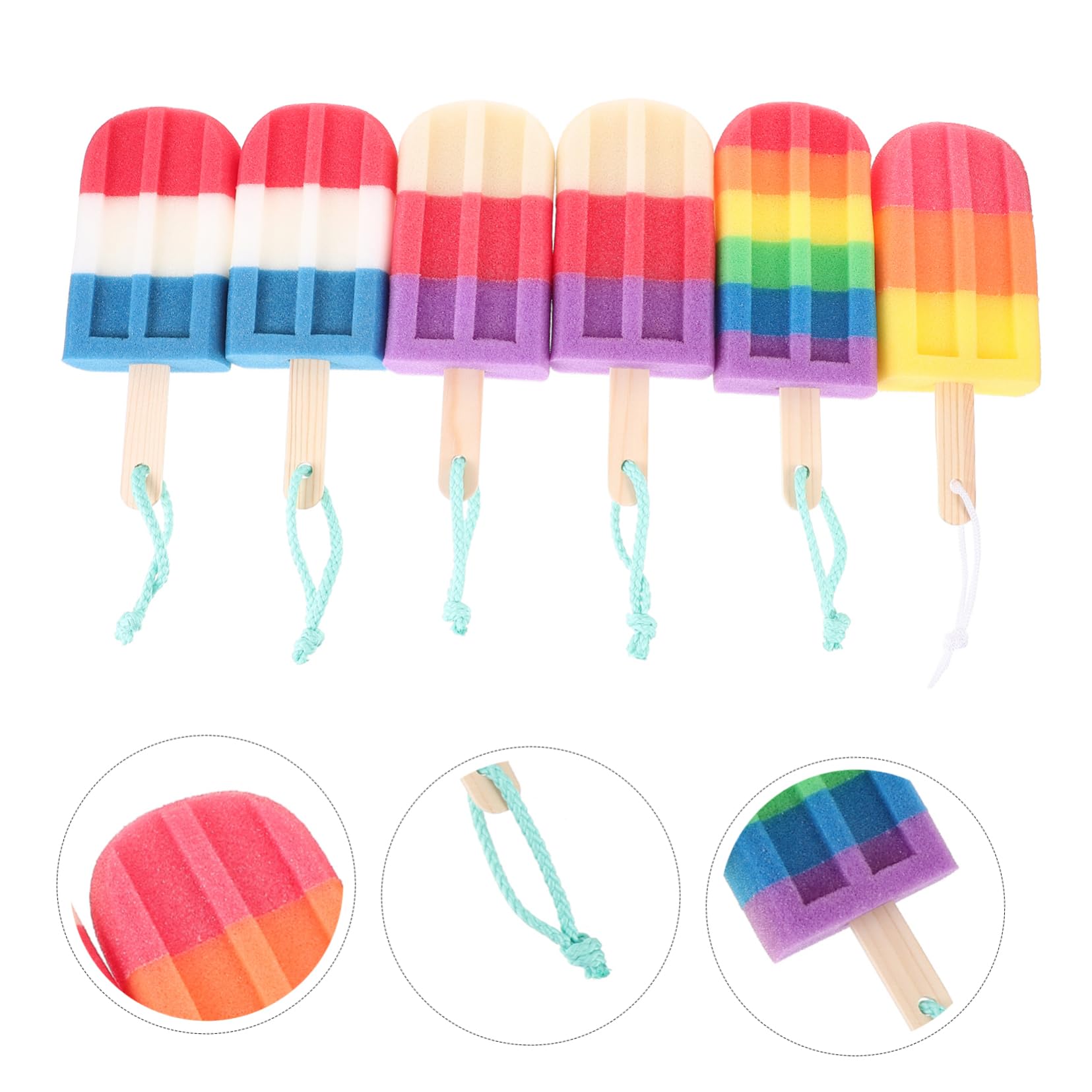 Esponjas De Ducha Con Forma De Helado 3 Juegos Exfoliantes Corporales Esponjas De Baño 6 Unidades X 3