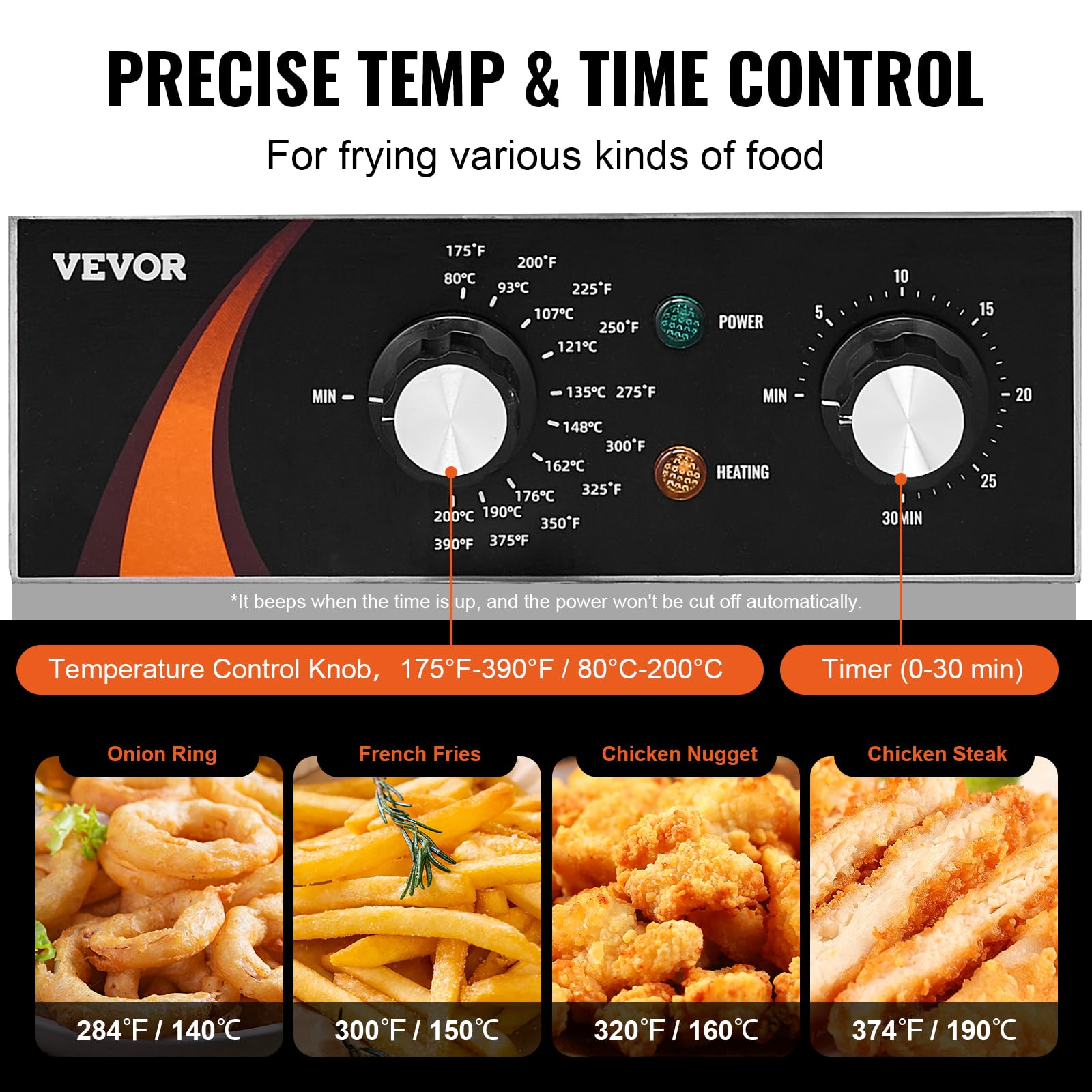 VEVOR Friggitrice Professionale Elettrica da Piano 3000W con Cestello, Friggitrice a Olio Singolo 8,5 L, Acciaio Inox Addensato da 1 mm, Controllo Tempo Temperatura, Uso Cucina Ristorante, Argento