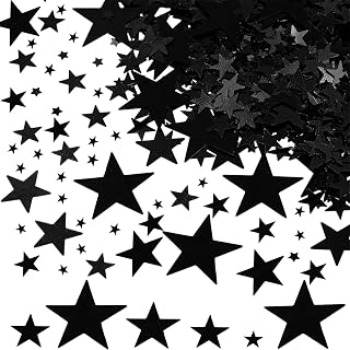 DazzJoy 6000 unidades de confeti con purpurina, diseño de estrellas, 4 tamaños, color negro, decoración de estrellas, estrellas brillantes, decoración de mesa
