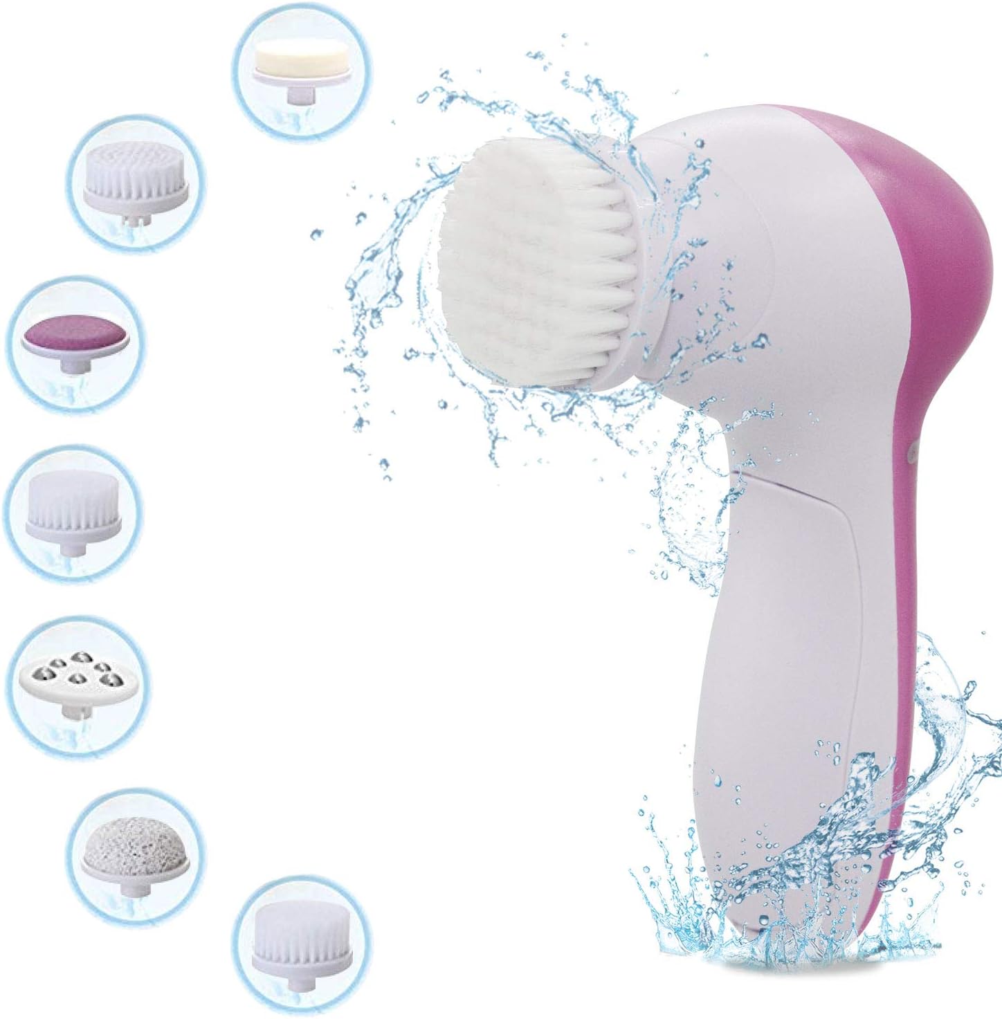 GRATINO Facial Cleansing Brush, 7-in-1 Portable and Waterproof Facial Cleanser Brush with 2 Speed Settings โ Deep Cleansing, Gentle Exfoliating, Removing Make-up, Oil and Blackhead, Massaging