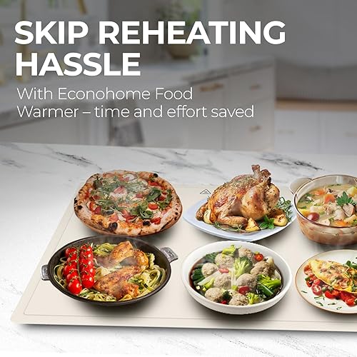 Miniatura 6 de EconoHome Bandeja de calentamiento eléctrica, tapete eléctrico de superficie completa para calentar alimentos, calentamiento rápido, enrollable y