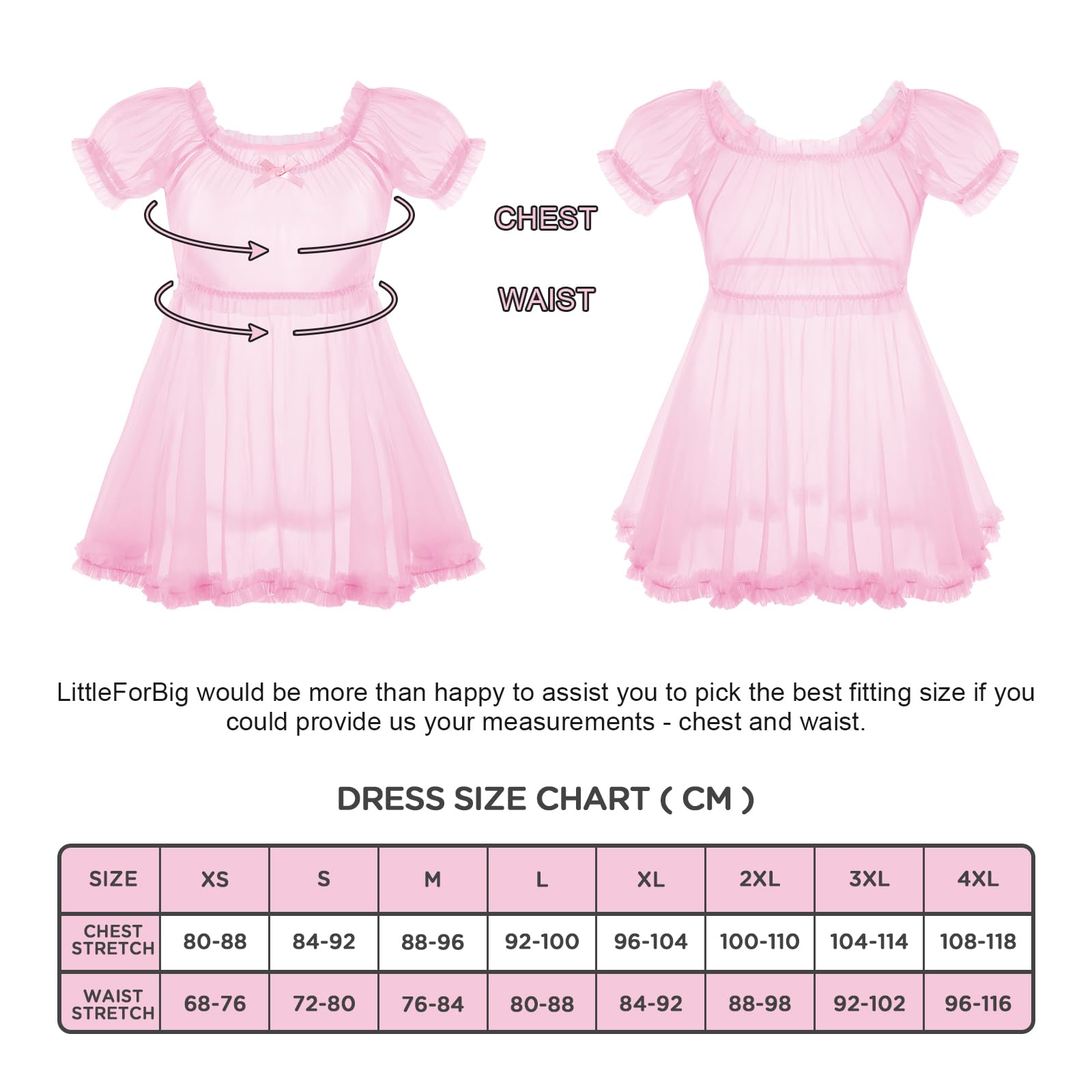 LittleForBig Falda de vestir unisex de malla transparente para travestis transgénero