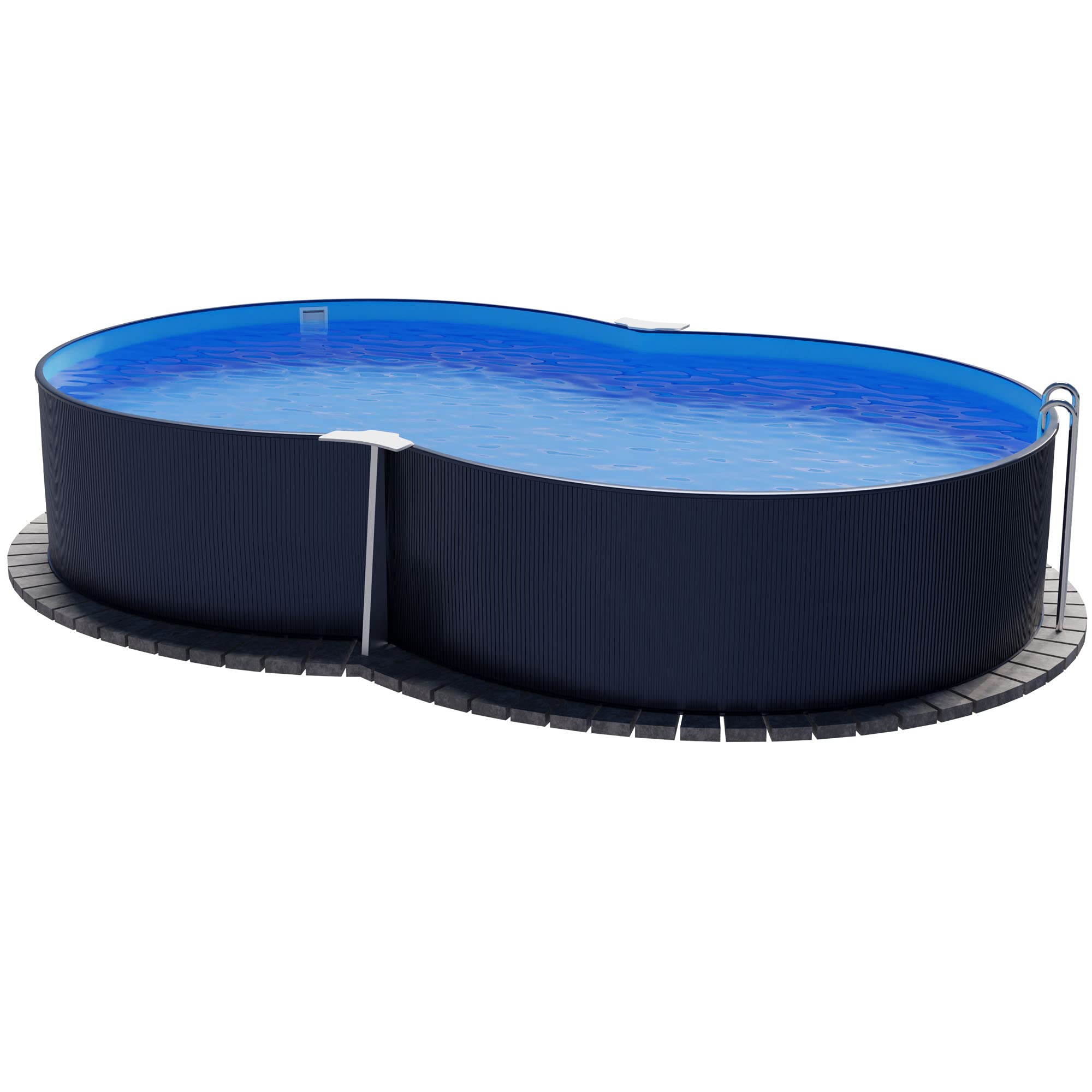 Planet Pool Stahlwandpool achtform 470x300x120 cm, Stahl 0,4 mm anthrazit, Folie 0,4 mm blau, Einhängebiese