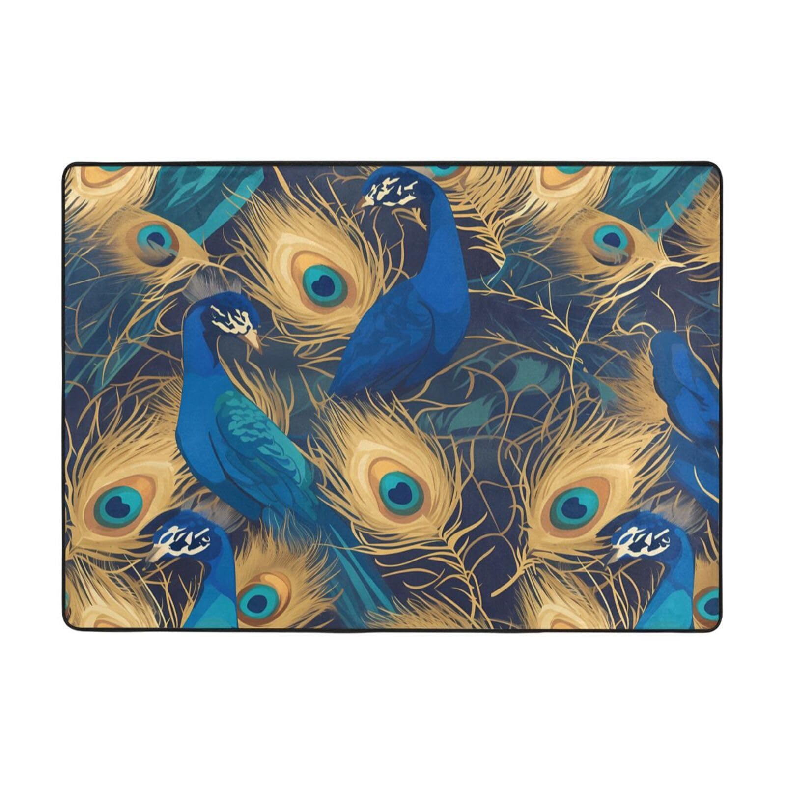 Tapis plumes de paon doux grand tapis velours fin résistant