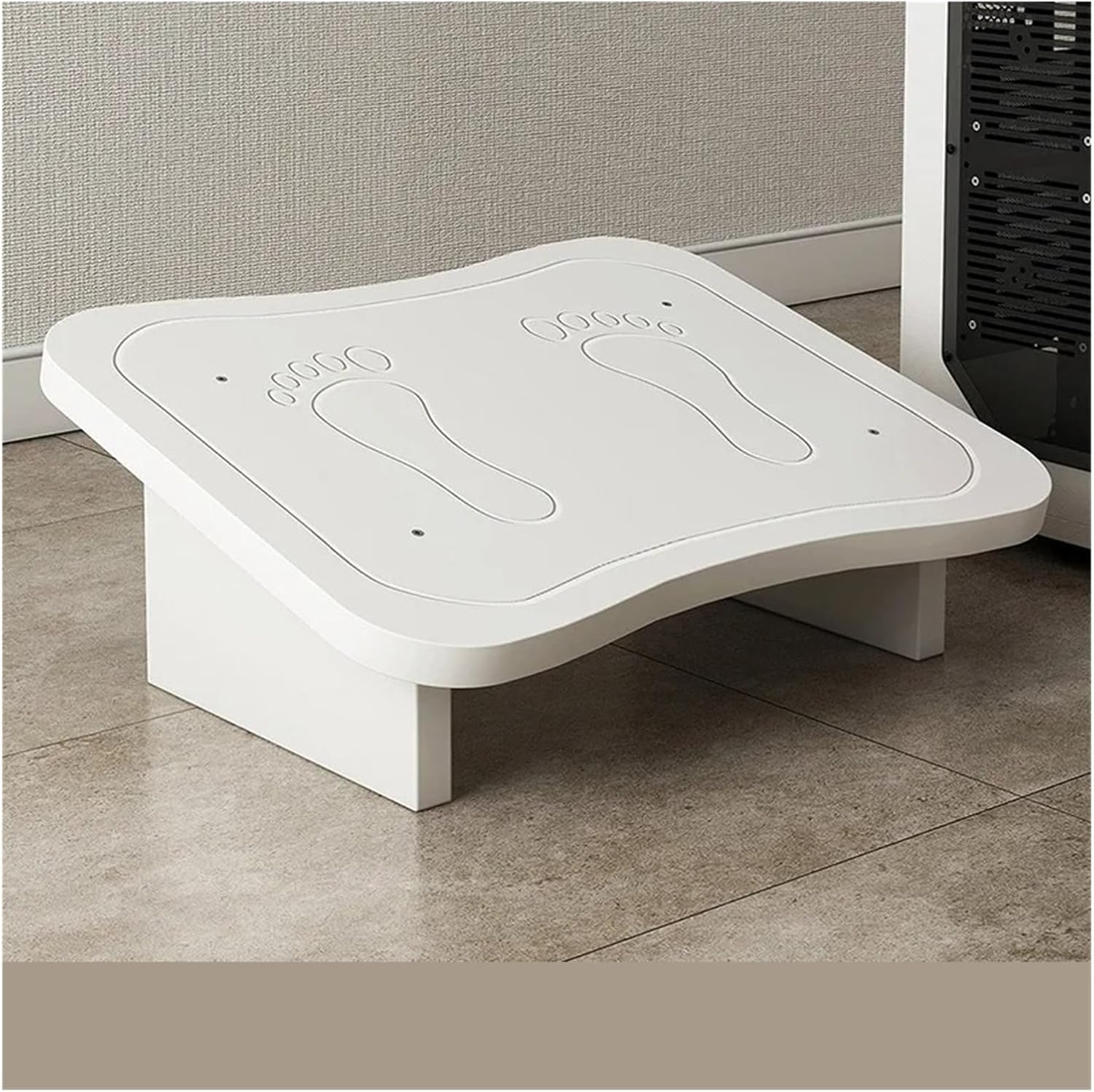 Office Footstool Household Creative Tiptoe Piano Footstool Ergonomic Footrest Under Computer Desk Wooden Foot Pedal(White,50X30X14cm)