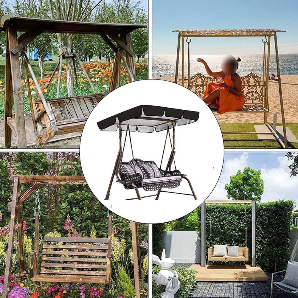 Auvent Imperméable De Rechange pour Balancelle De Jardin 190×132 142×120 195×125 142×120cm Auvent Universel pour Balancelle Hollywoodienne(Gray,77x49in-195x125cm)