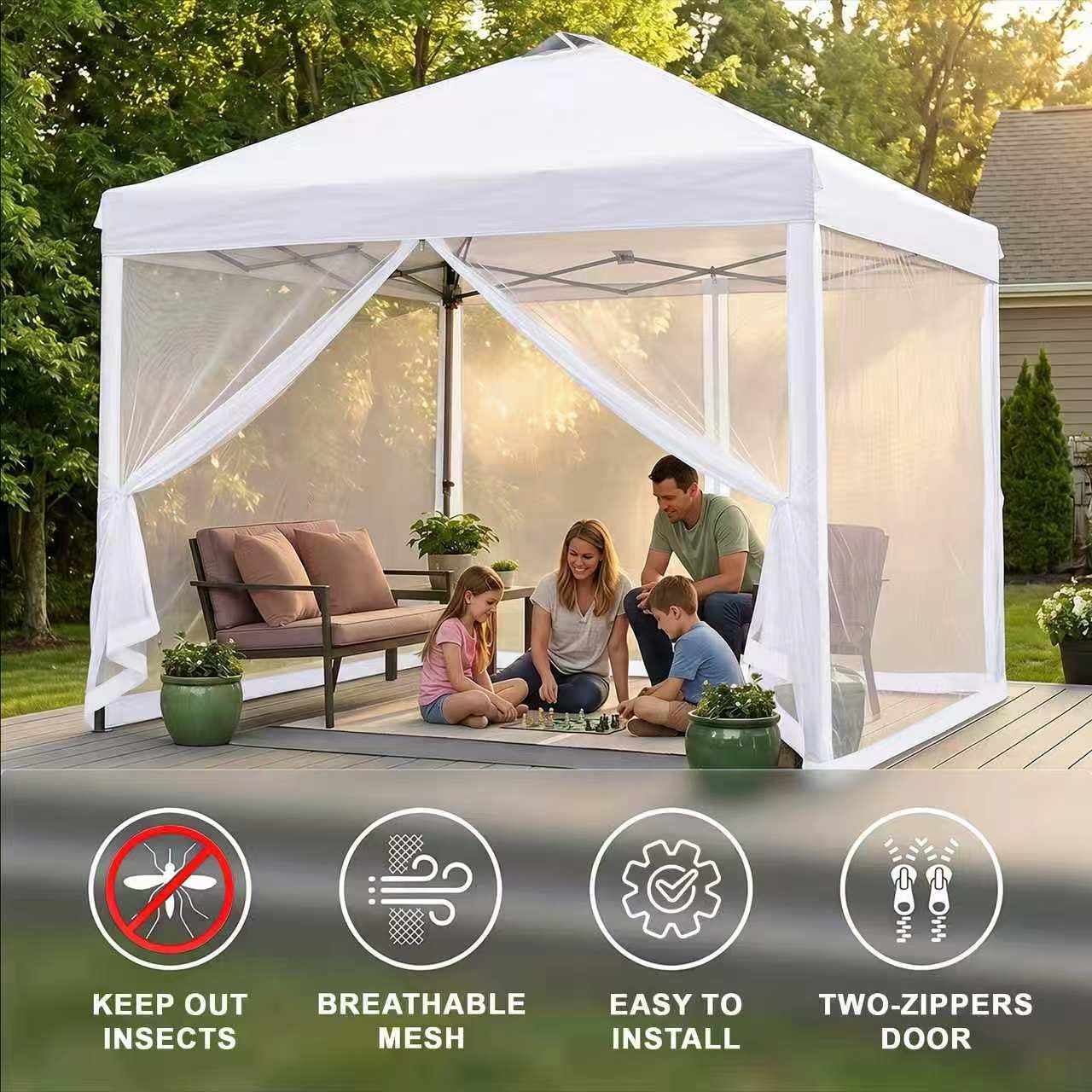 10x10 Universal Canopy Replacement Mesh sidewall for Canopy,Tents and Gazebo,(White)