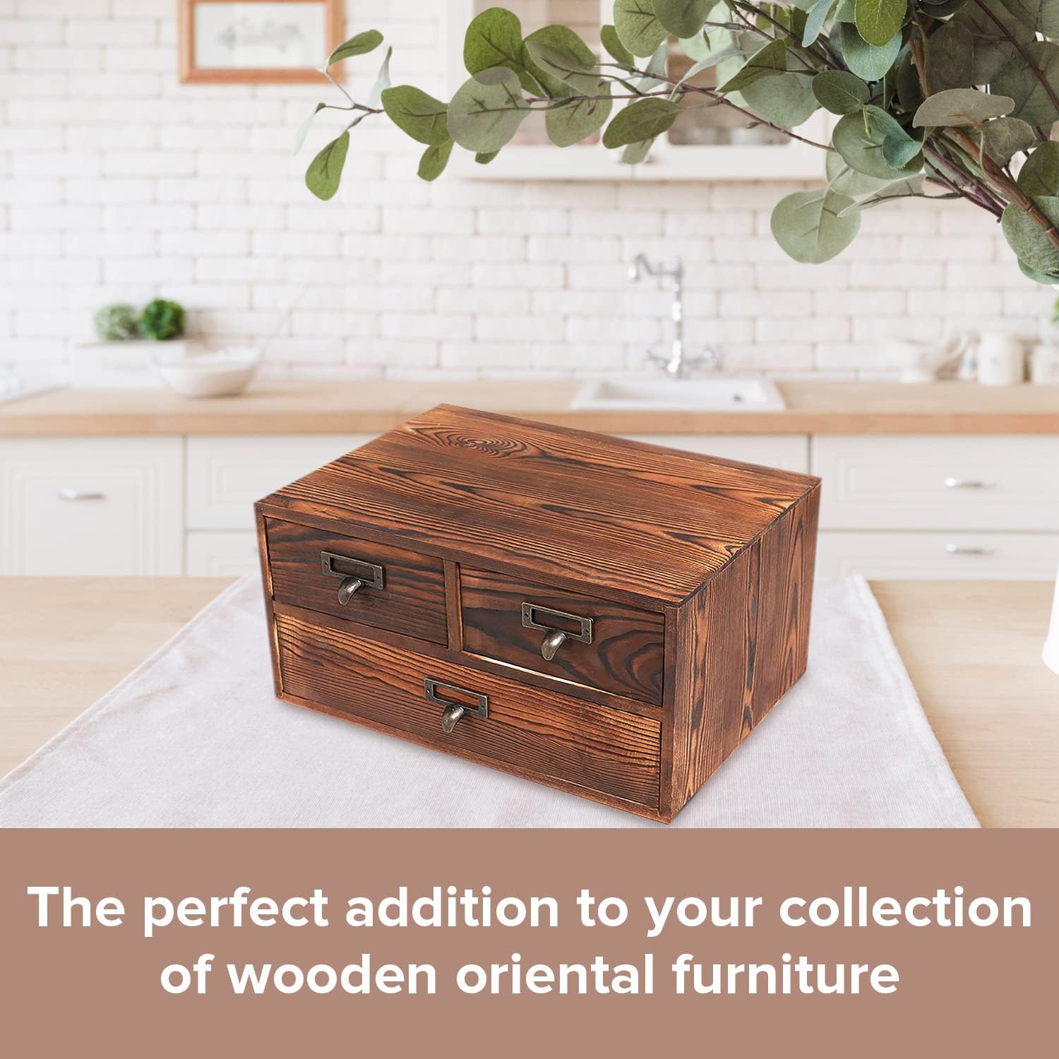 Buy Vintage Desktop Apothecary with 3 Drawers Solid Wood