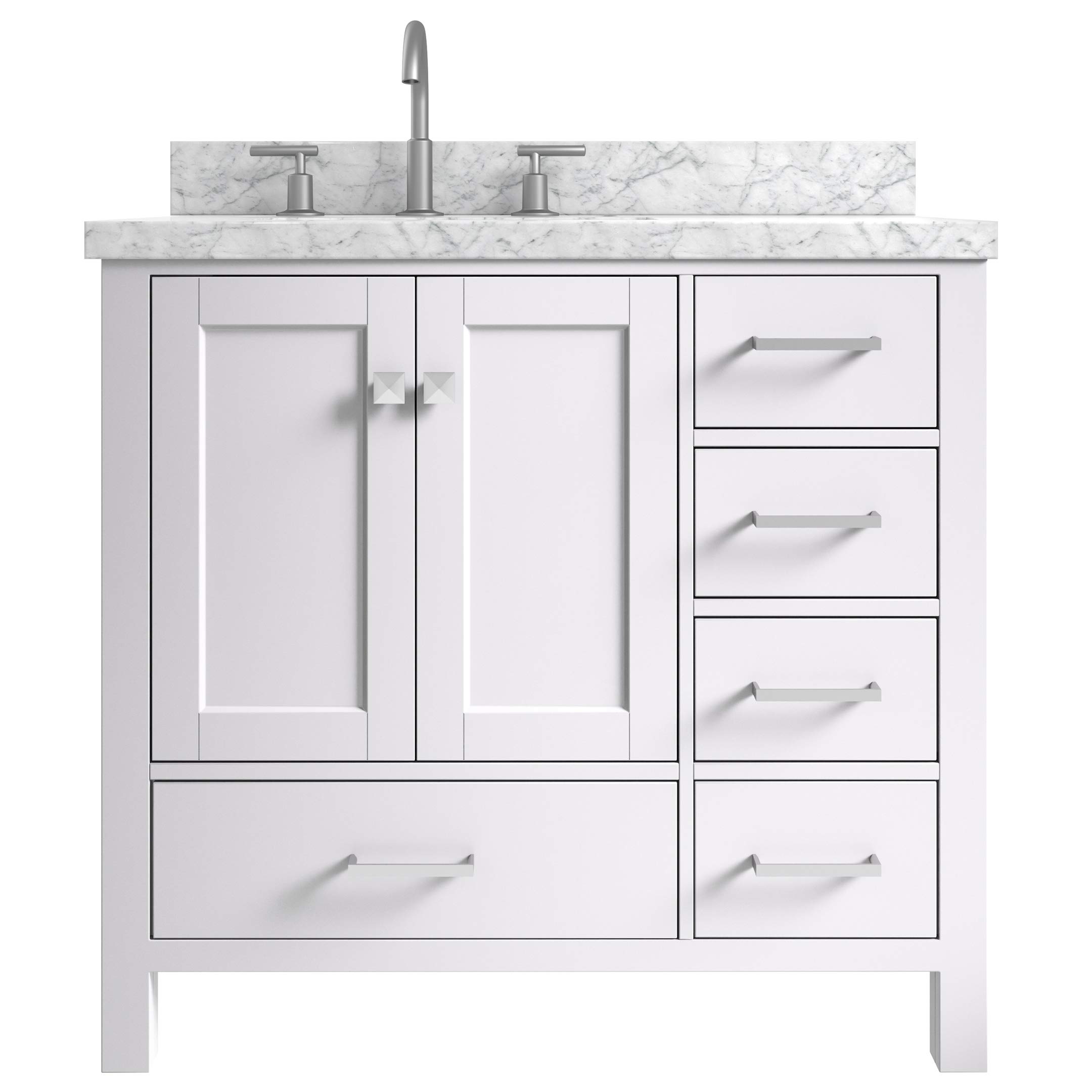 Buy ARIEL 37" inch Left Offset Rectangular Sink White Bathroom Vanity