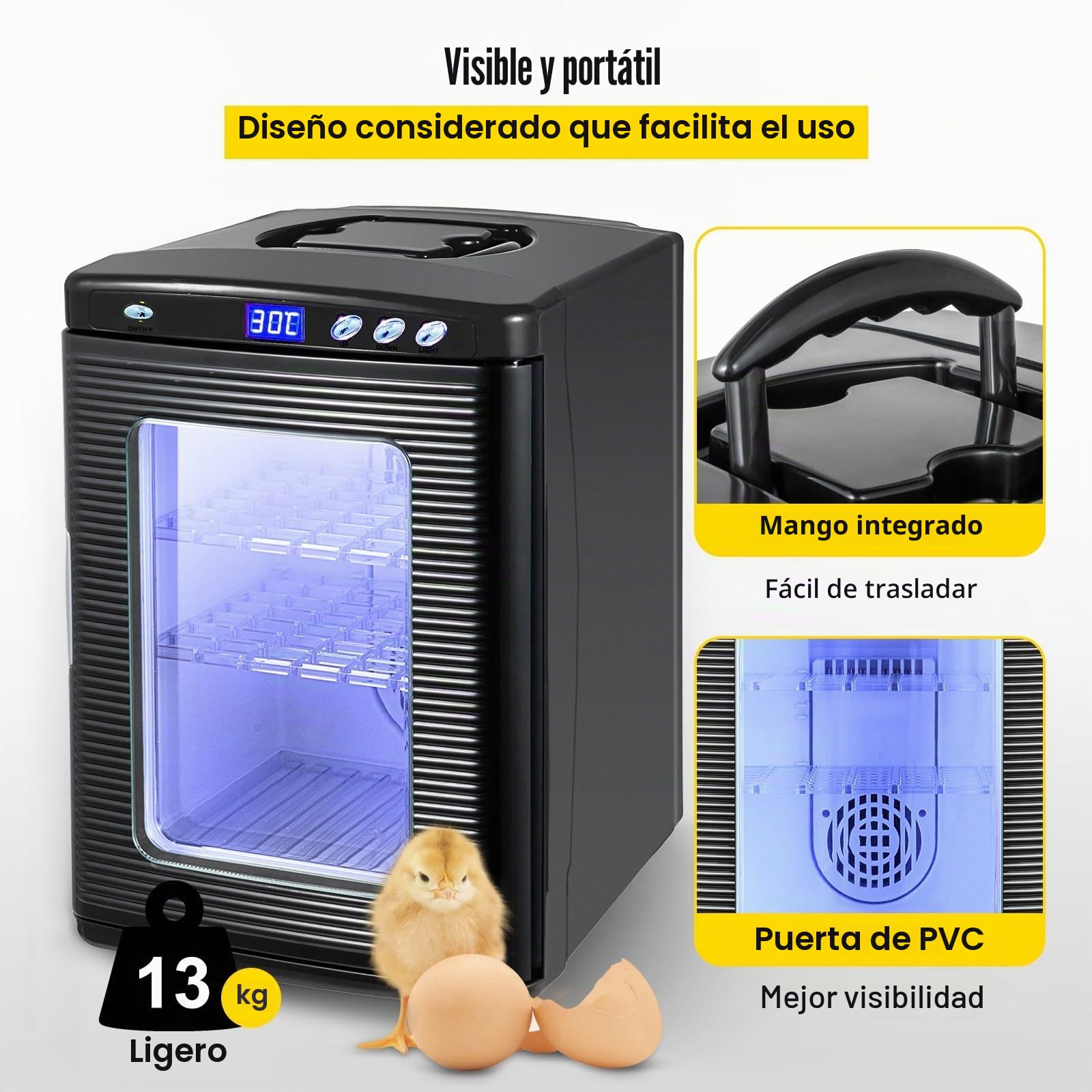 Incubadora de reptiles de 25L, incubadora Digital de huevos, incubadora de laboratorio científico, refriración y calefacción de 5-60 °C, trabajo for reptiles pequeños Para principiantes Bricolaje