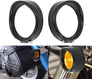 HDBUBALUS Visor Style Turn Signal Trim Ring Cover Fit For Harley Touring Electra Glide Road King Softail Black