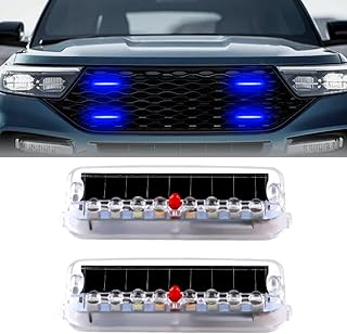 Generic 2 Pack Solar Powered Strobe Warning Light, LED Emergency Vehicle Flashing Beacon Light Bar Super Bright Waterproof for Trucks, Vehicles, Cars, Motorcycles Safety Night Driving (Blue)