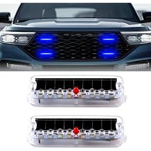 2 Pack Solar Strobe Lights for Trucks, LED Emergency Vehicle Flashing Beacon Light Bar with High Visibility Warning Light for Construction Vehicles, Postal Car Blue
