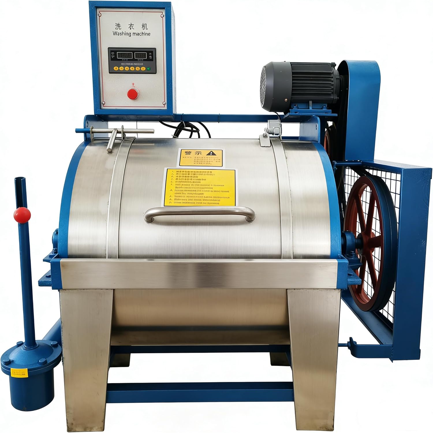 Industrial Washing Machine 33LBS Capacity Commercial Laundry Equipment with 750W Motor, Stainless Steel Drum, Automatic Timing & Emergency Stop for Workshop, Hotel, School 220V 60Hz 3PH