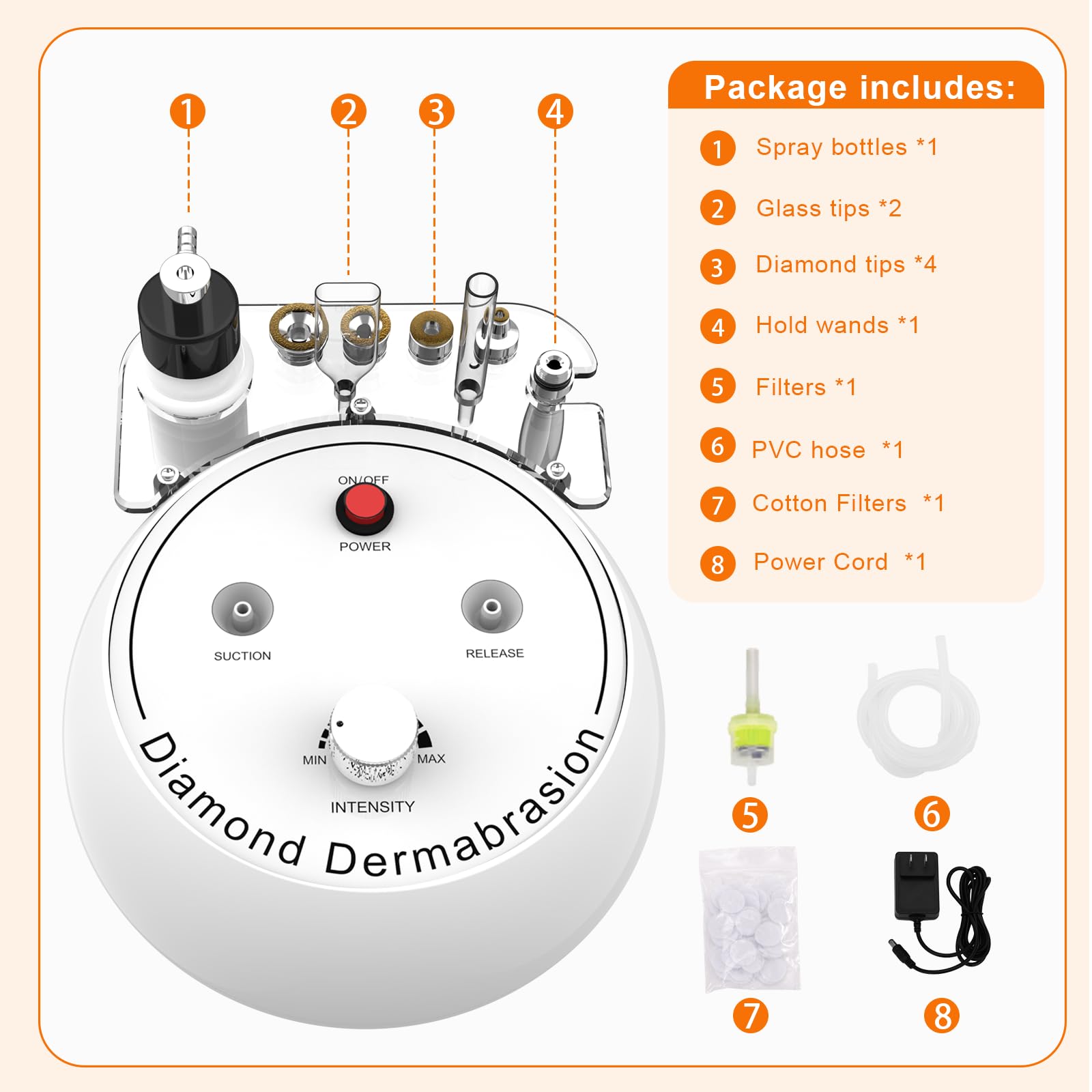 3 en 1 Dispositivo de Microdermoabrasión de Diamante, Dispositivo de Dermoabrasión para Exfoliación y Eliminación de Puntos Negros, Dispositivo de Cuidado Facial para Uso en Spa en Casa