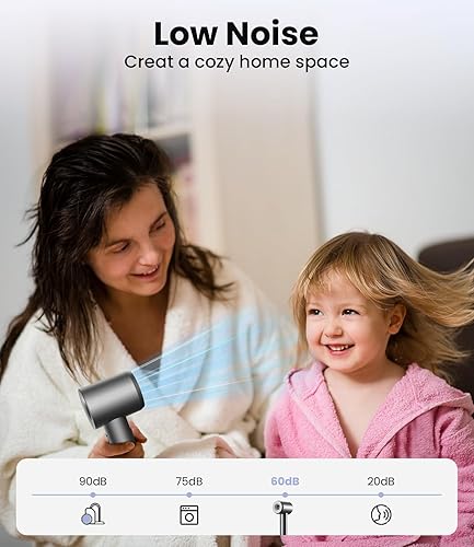 Miniatura 7 de Secador de pelo 150000 RPM Secador de soplado iónico profesional portátil de alta velocidad para secado rápido, cuidado de 500 millones de iones