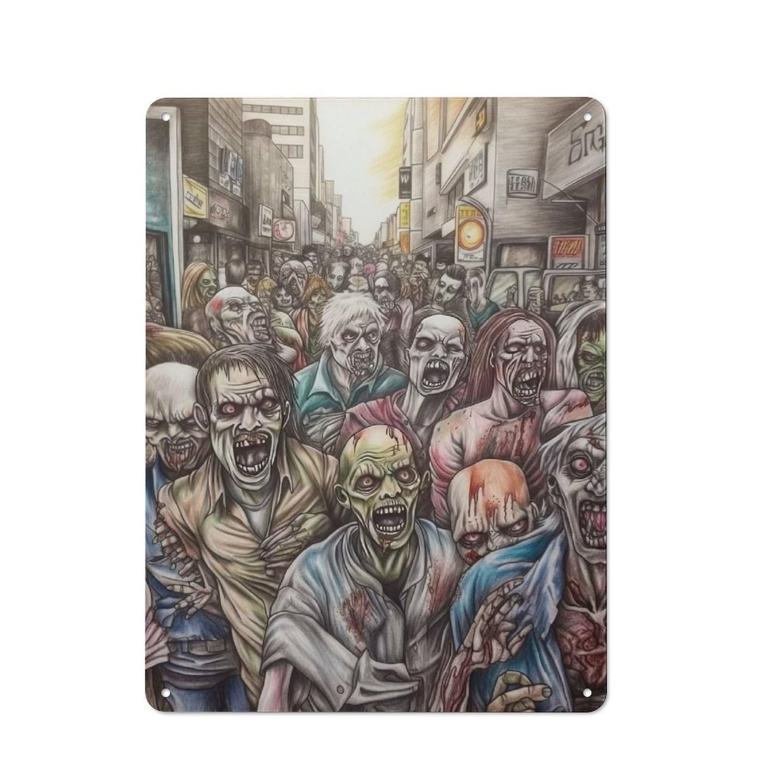 Junmoney Undead Gaze Retro Metal Plaque 40X30cm For Café Or Home Bar, With Clear Retro Wall Decor Character
