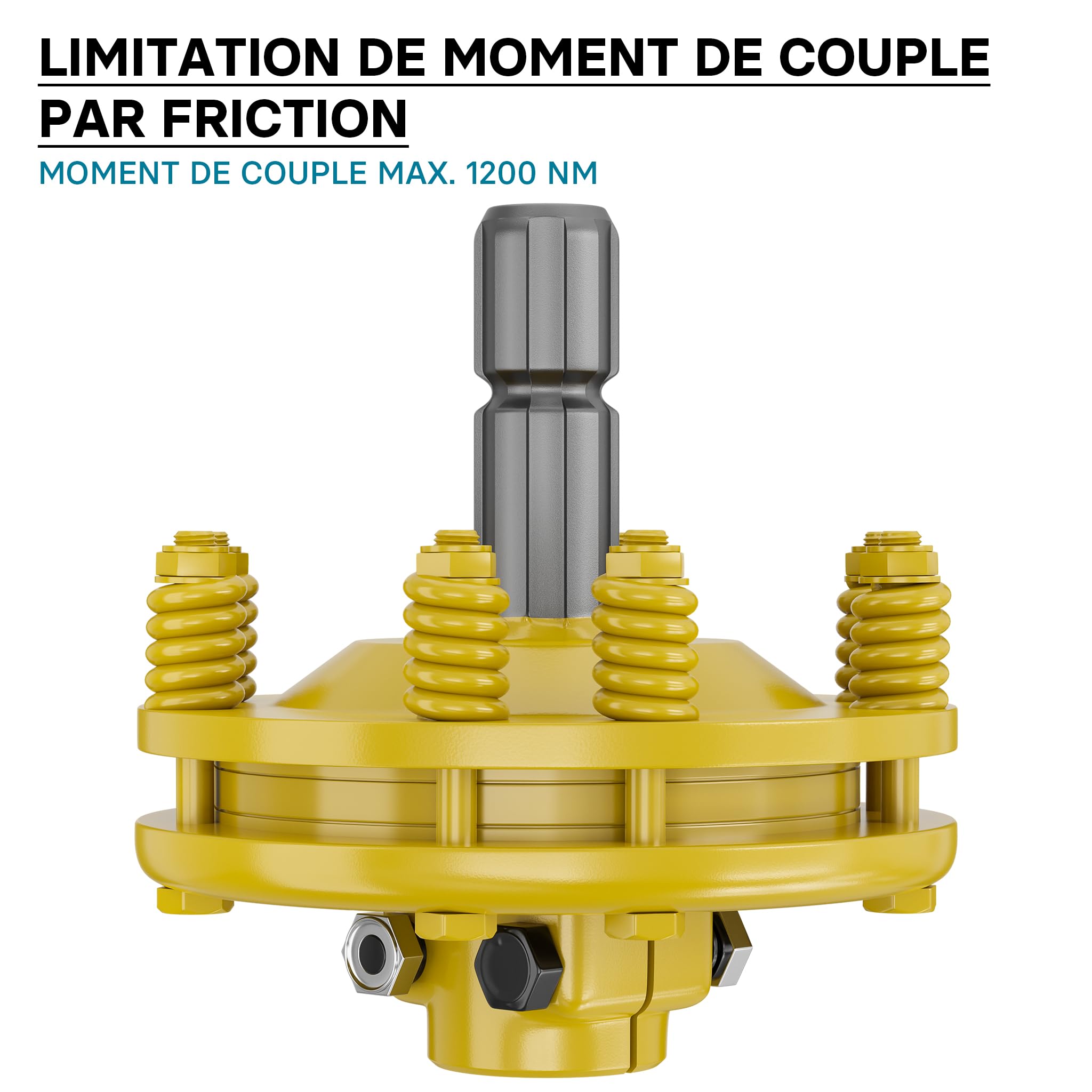 WilTec Embrayage de Cardan - 6 Dents / 1 3/8" (34,9 mm) / Filets Femelle et Mâle / 1200 Nm Max. - Raccord pour Arbre de Transmission - Couleur Jaune