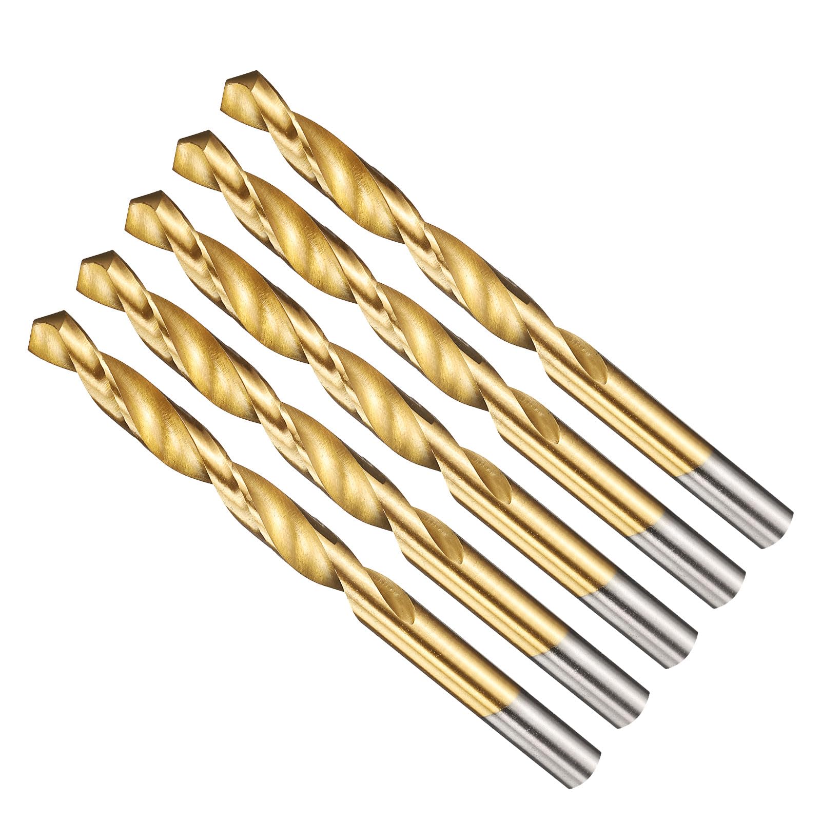 METALLIXITY Drill Bit (21/64") 5Pcs, 4241 High-Speed Steel Straight Shank Titanium Nitride (TiN) Coated 118° for Wood Plastic Iron Copper Aluminum Low