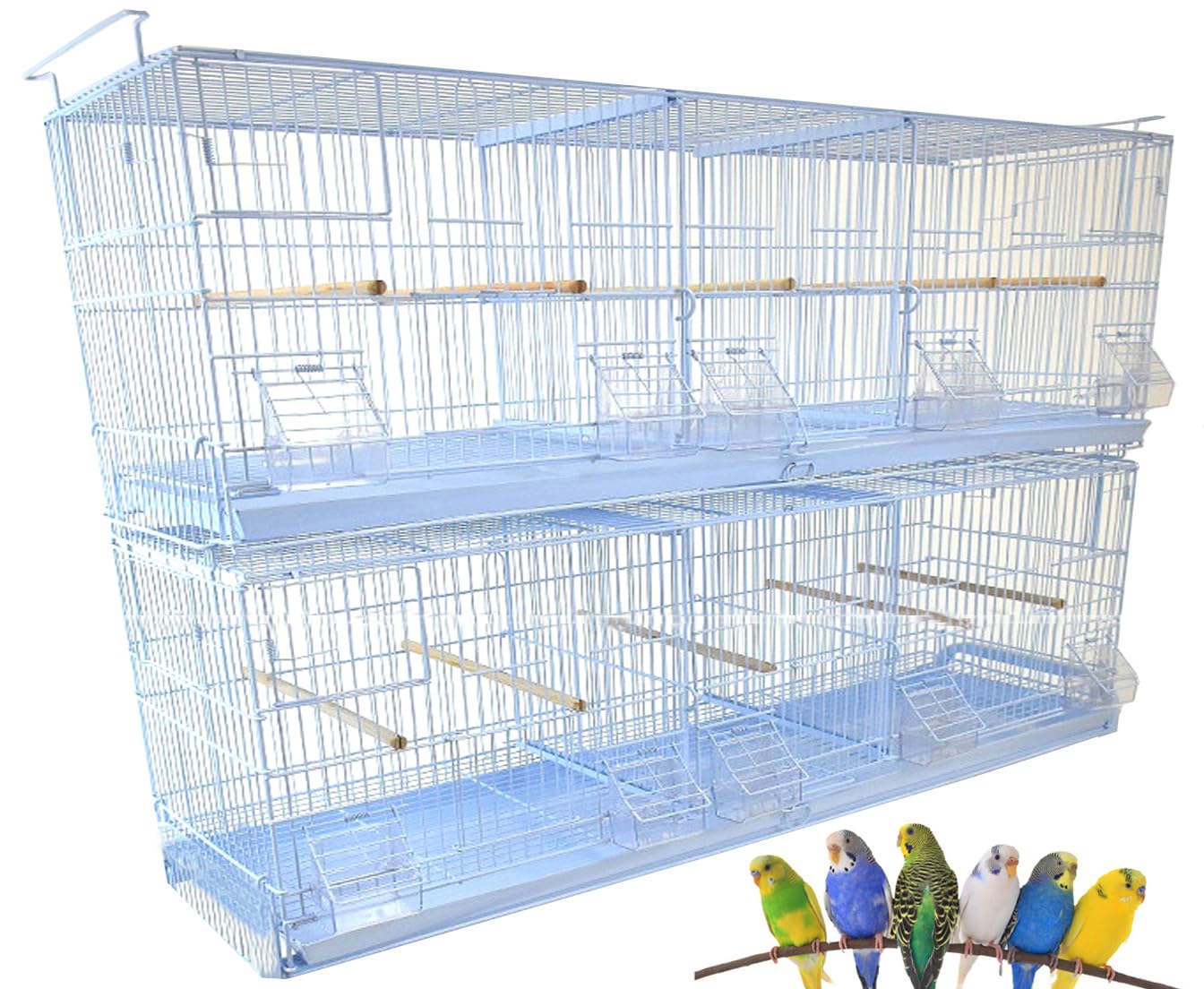 LOT of 2 Extra Large 38"x11"x15"H Stackable Breeder Bird Flight Triple Cage with Removable Double Center Divider and Breeding Nest Box Doors
