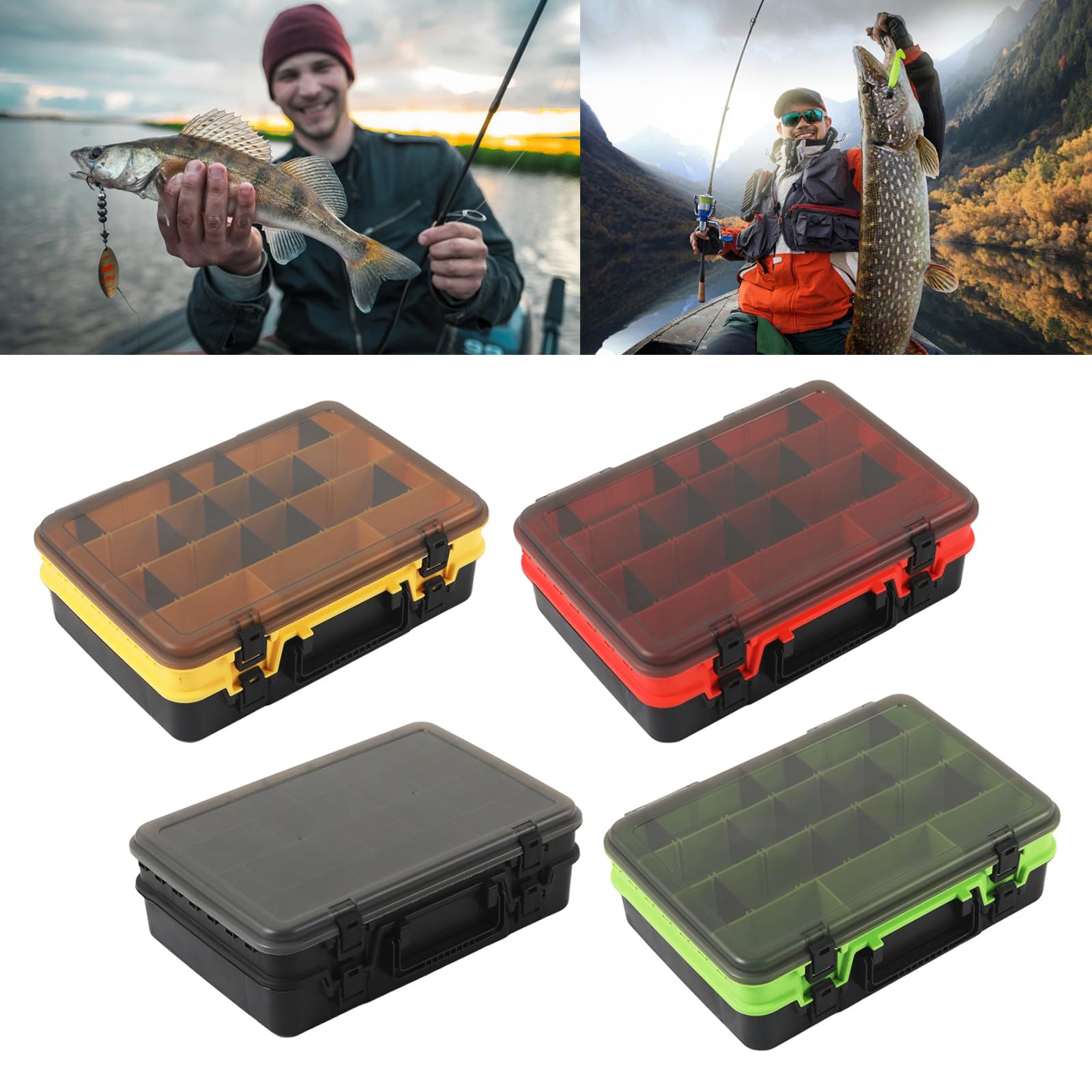 Shurhome Tackle Box Multi Compartment Double Layer Fishing Lures Baits Hook Storage Container Case Fishing Accessory Storage Box