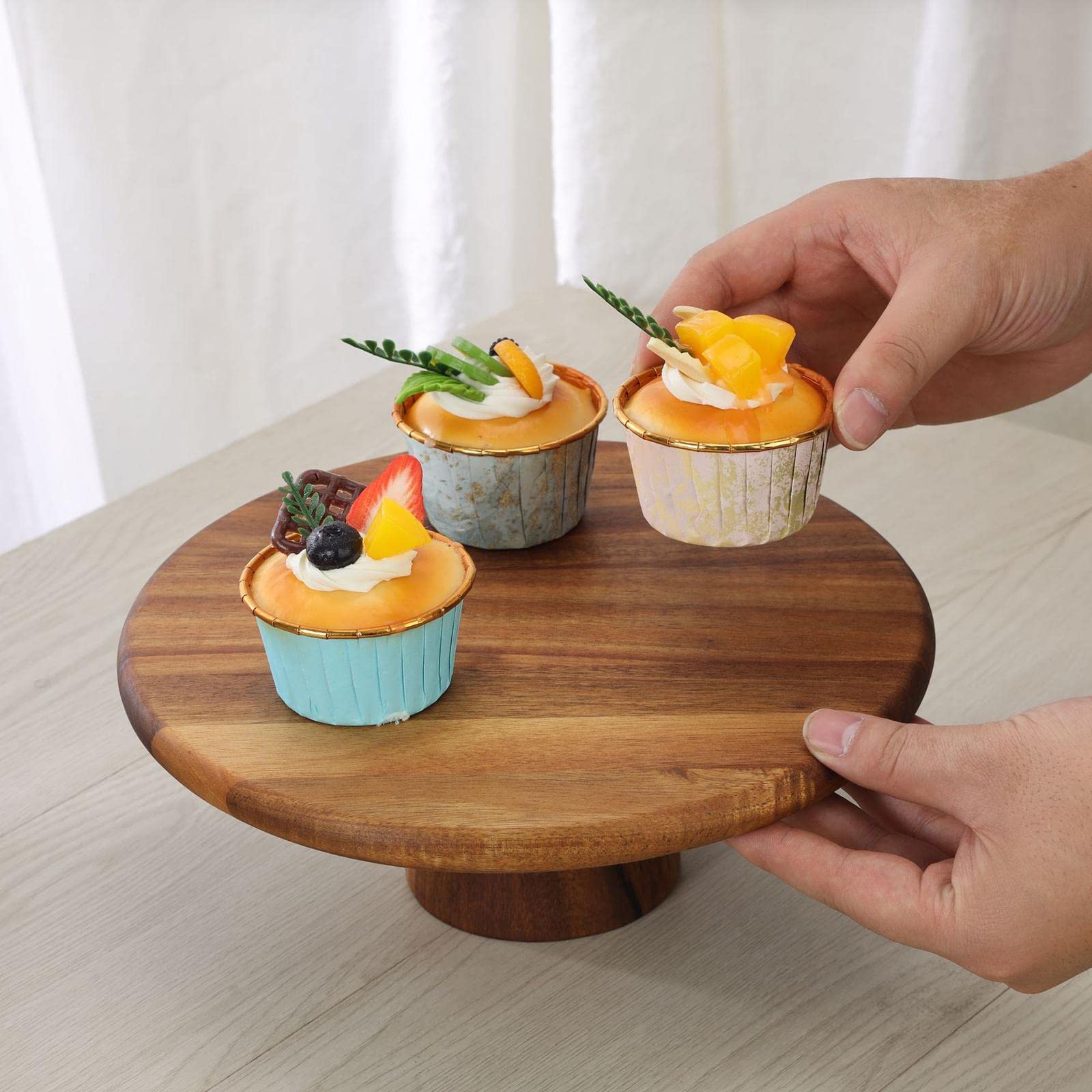 Homyl Support à Gâteaux en Bois pour Présentation de Desserts et de Tartes, 25CM