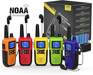 Topsung Walkie Talkies Rechargeable for Adults Long Range with Earpiece NOAA Weather Alert, Multi-purpose 2 Way Radio 5 Pack for Team Work Senior Care Kid Adventure Family Camping…