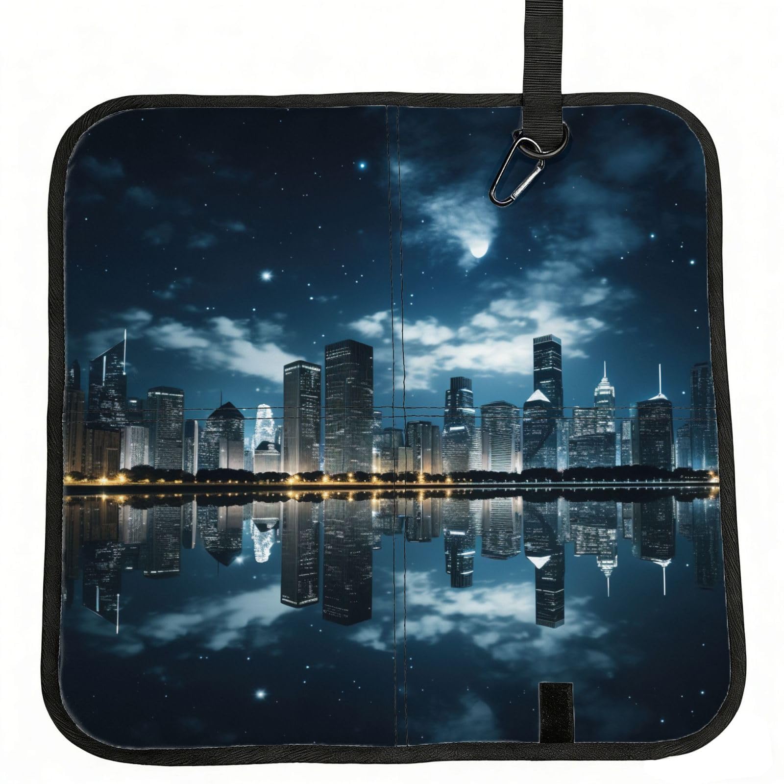 YGLHBDPBF Night Scenery Print Camping seat cushion,Foldable Sitting Pads,Save Backpack Space for Hiking