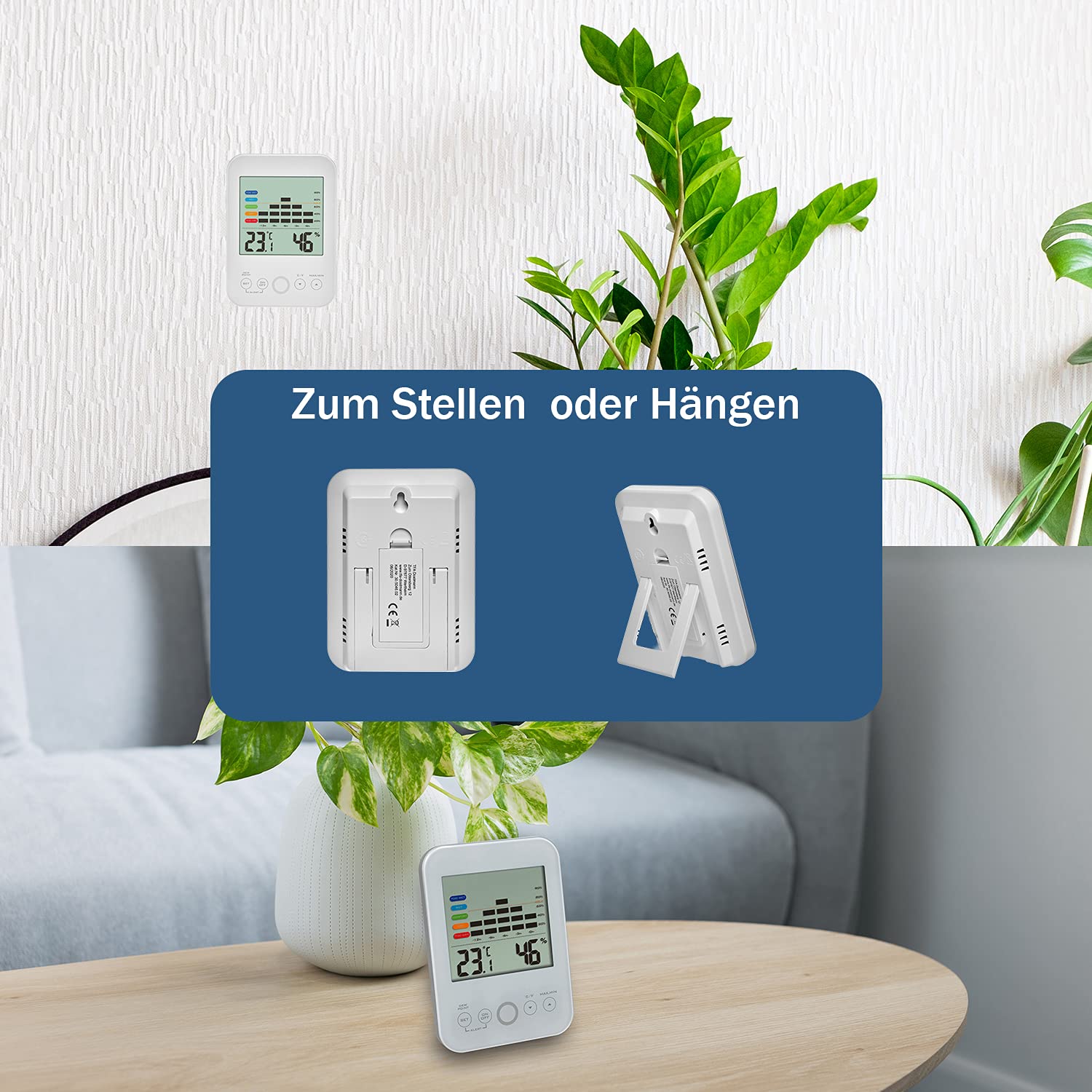 TFA Dostmann Termohigrometr cyfrowy wewnątrz, 30.5046.02, funkcja Max-Min, 12-godzinny przepływ powietrza, alarm w przypadku wystąpienia pleśni, biały