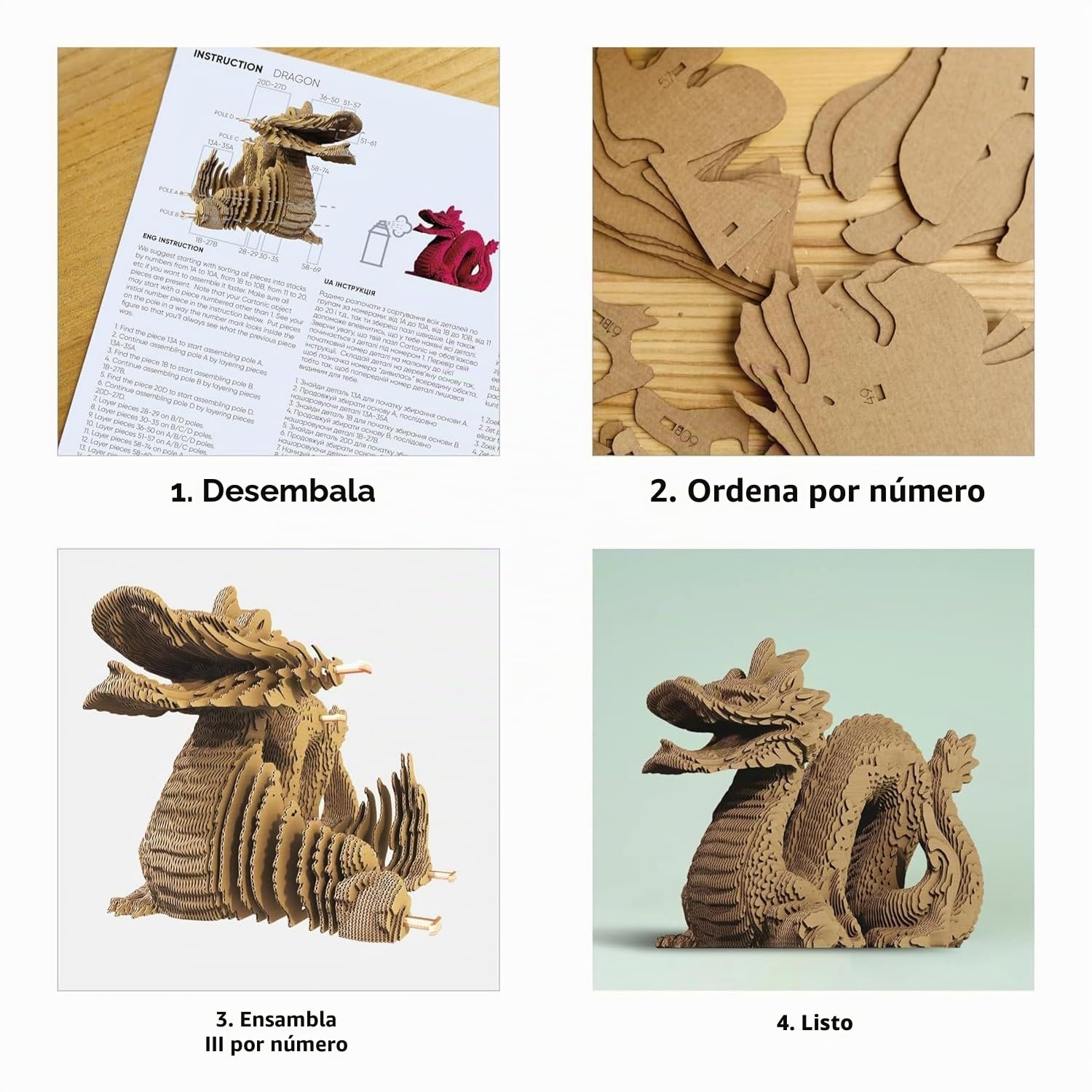 Dragón Puzzle 3D de Cartón – Maqueta para Montar