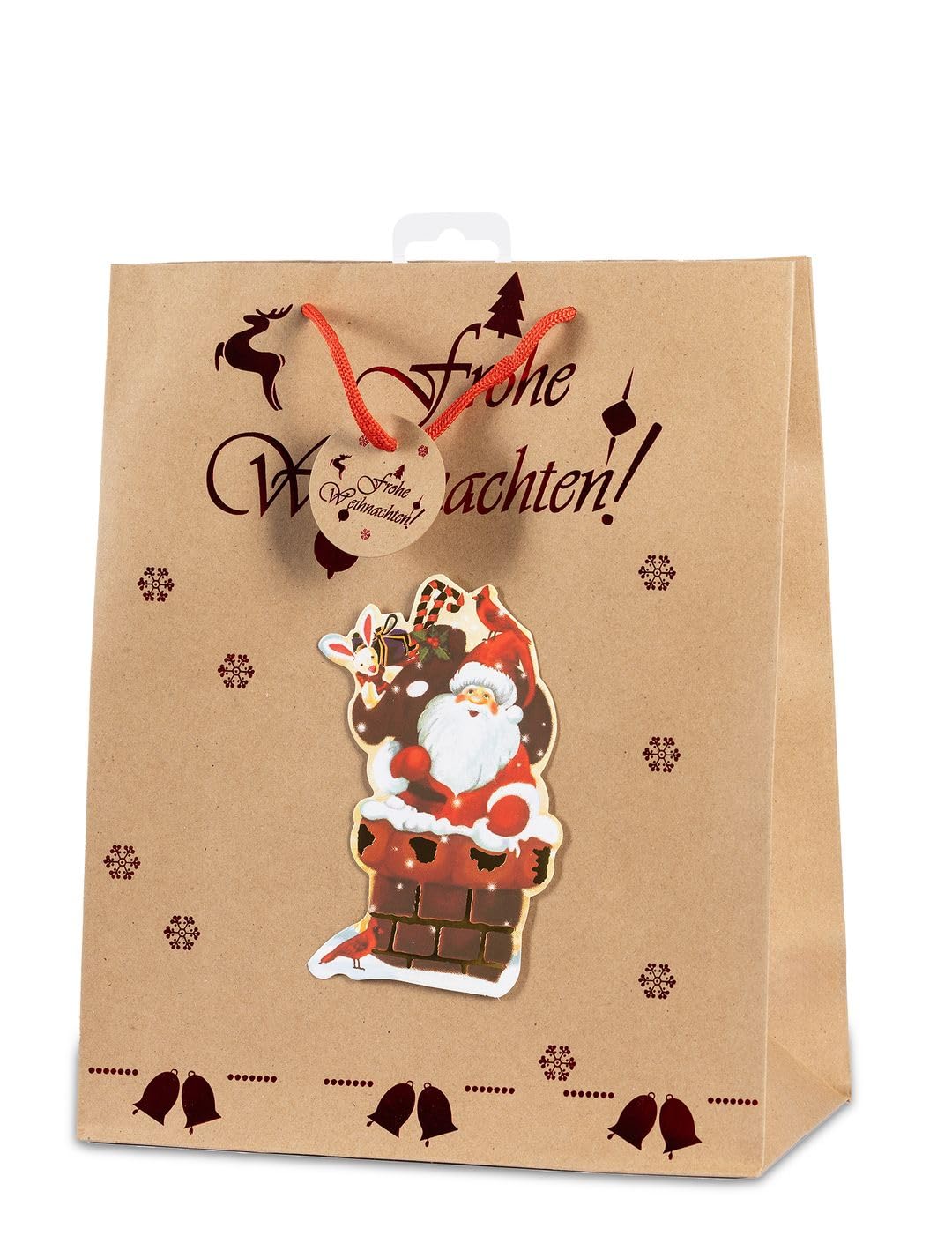 Laro Premium Line Geschenktüten Weihnachten/Kraftpapier/3D/Glanzbilder 10/20/40/100stk Größe: H 32 x B 26 x T 13 x cm Large, Anzahl:100, Muster Tüten:Weihnachten Kraftpapier 3D Glanzbilder
