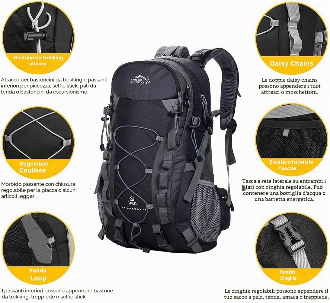 Meisohua Zaino da Hiking Zaino da Trekking Zaino Sportivo all'aperto Uomini e Donne,Zaini da Hiking con Copertura Antipioggia Impermeabile,Zaino per Campeggio, Zaino da Viaggio, Zaino Universitario