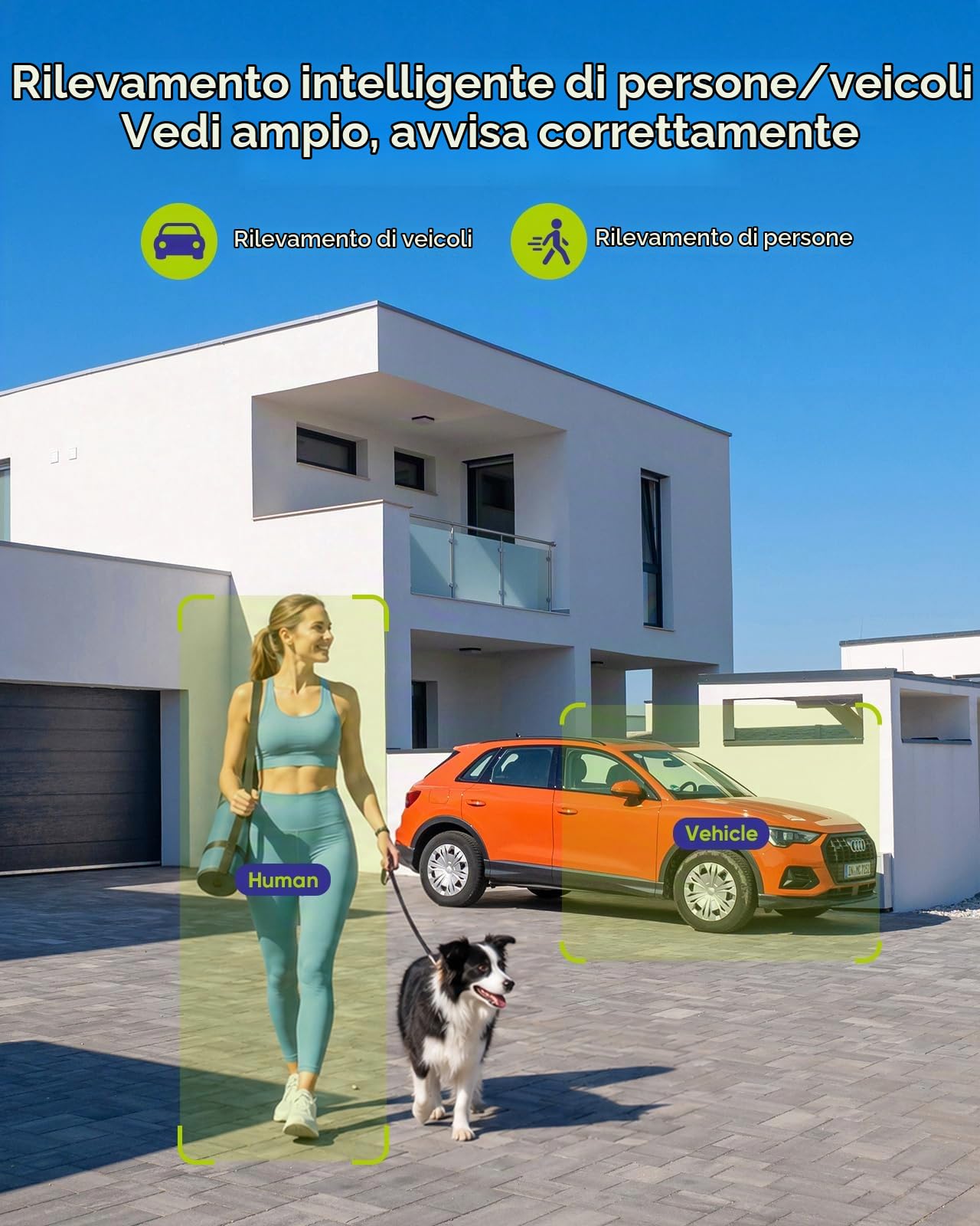 SANNCE 4K PoE Telecamera Bullet Esterno/Interna Senza Micro SD | Visione Notturna a Colori, Riconoscimento Intelligente Persone/Veicolo, Audio a 2 Vie, Senza Alimentatore Rete, IP67