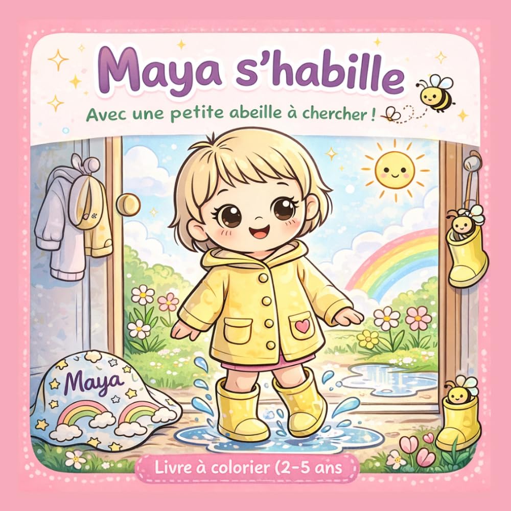 Maya s'habille: Livre à colorier pour enfants (2–5 ans) avec une petite abeille à chercher (“Les aventures de Maya”)