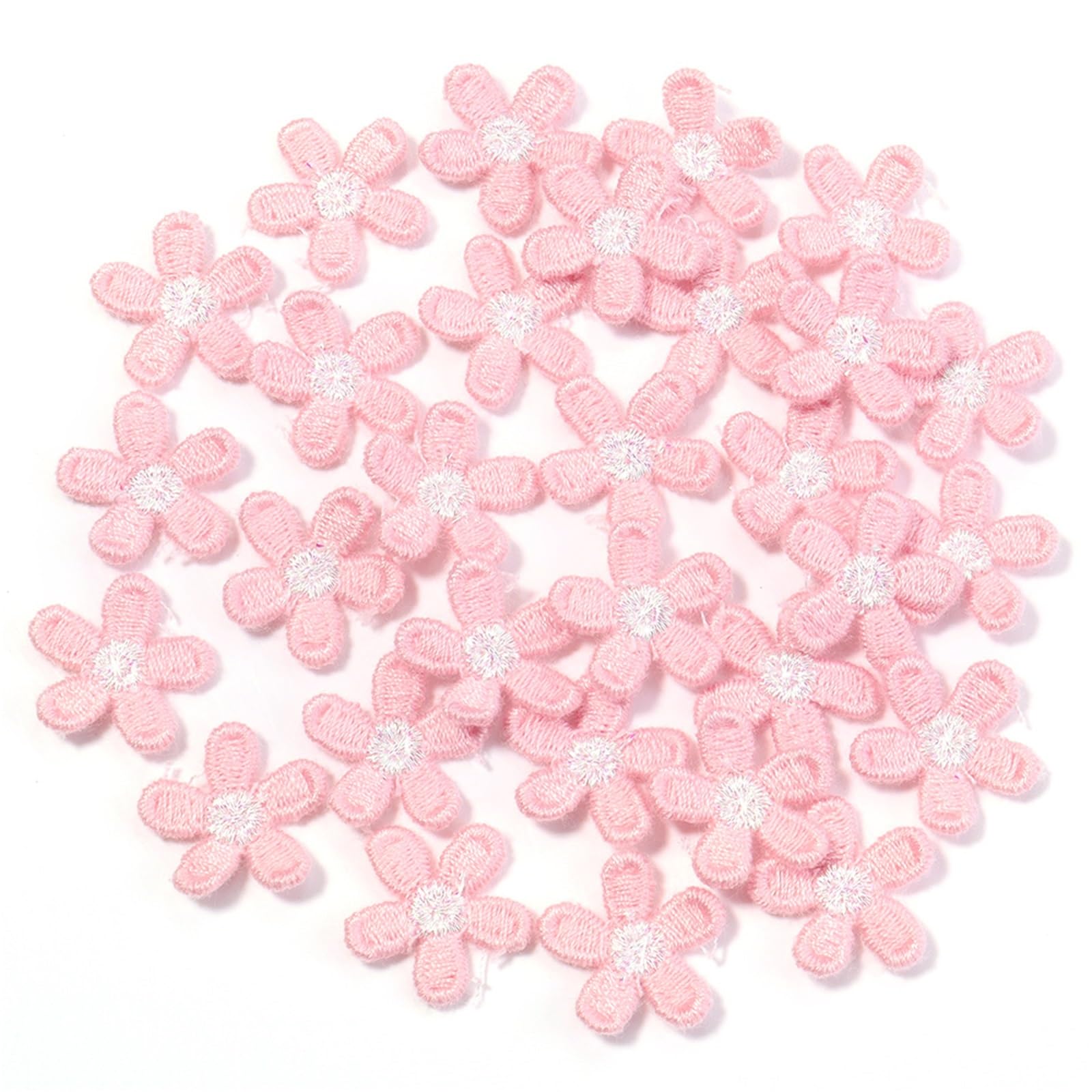 Wtaxbh Pink 30Pcs Iron On Patches 150 Pcs Multicolor Flower Appliques 2Cm Embroidered Patches For Diy Clothes Sewing Wedding Decoration Accessories(Pink 30Pcs)