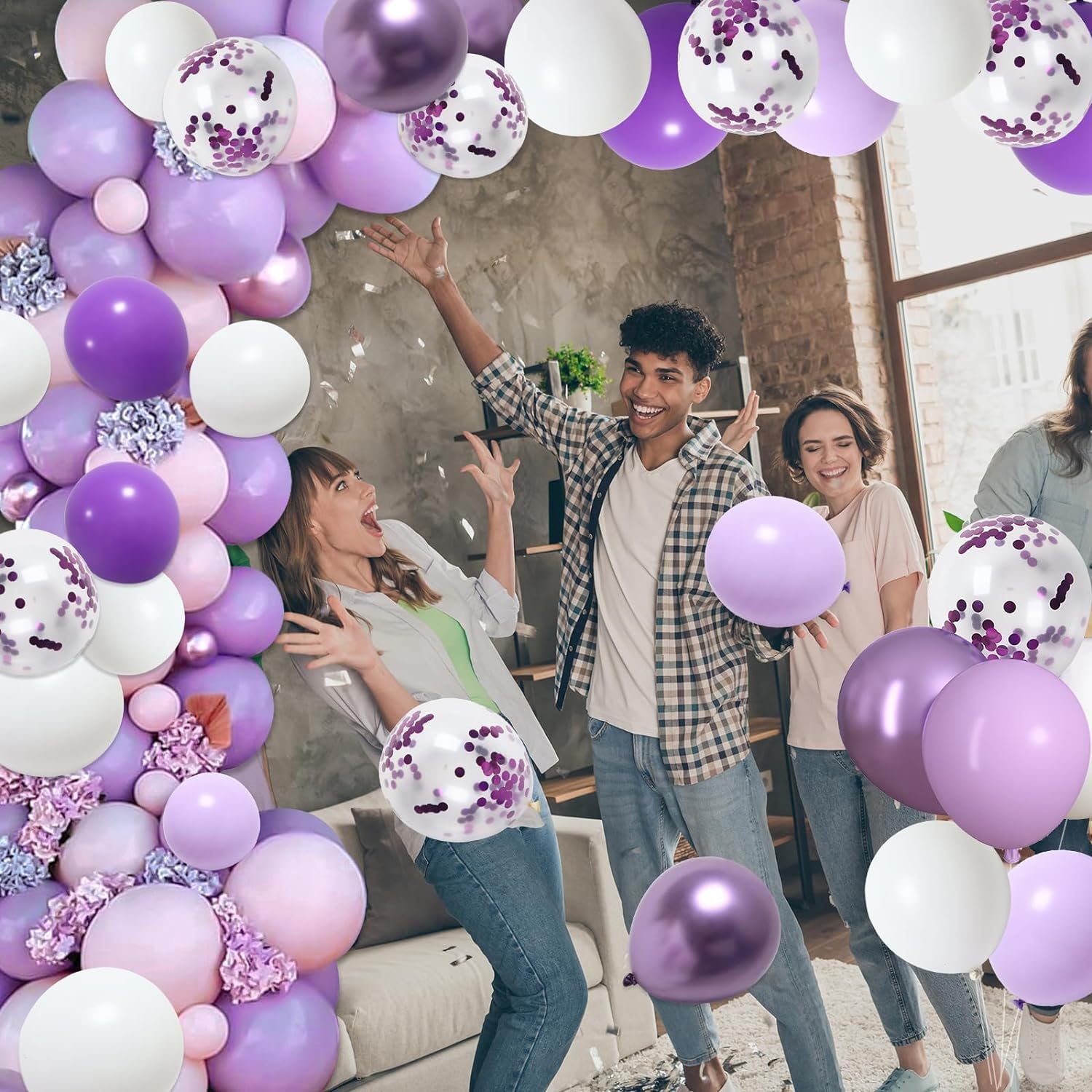 We Moment Zone 50 Ballonnen – Paars En Goud, Metallic Latex, Incl. Confettiballonnen, 30,5 Cm, Voor Feesten