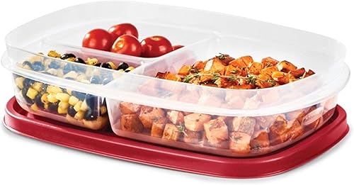 Vista 31 de Rubbermaid Easy Find tapas ventiladas sin BPA, contenedores de almacenamiento de alimentos, juego de 21 (42 piezas en total), rojo Racer, ideal