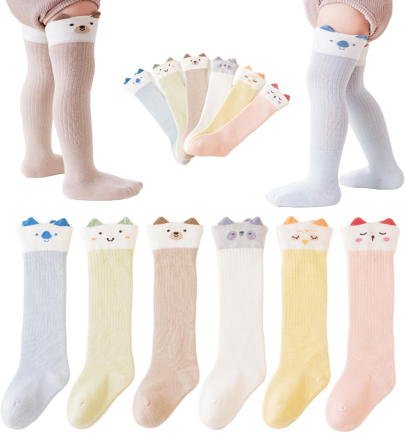 Baby Toddler Knee High Socks Girl Boy Tube Socks Newborn Infant Floor Crawling Long Socks 6 Pairs