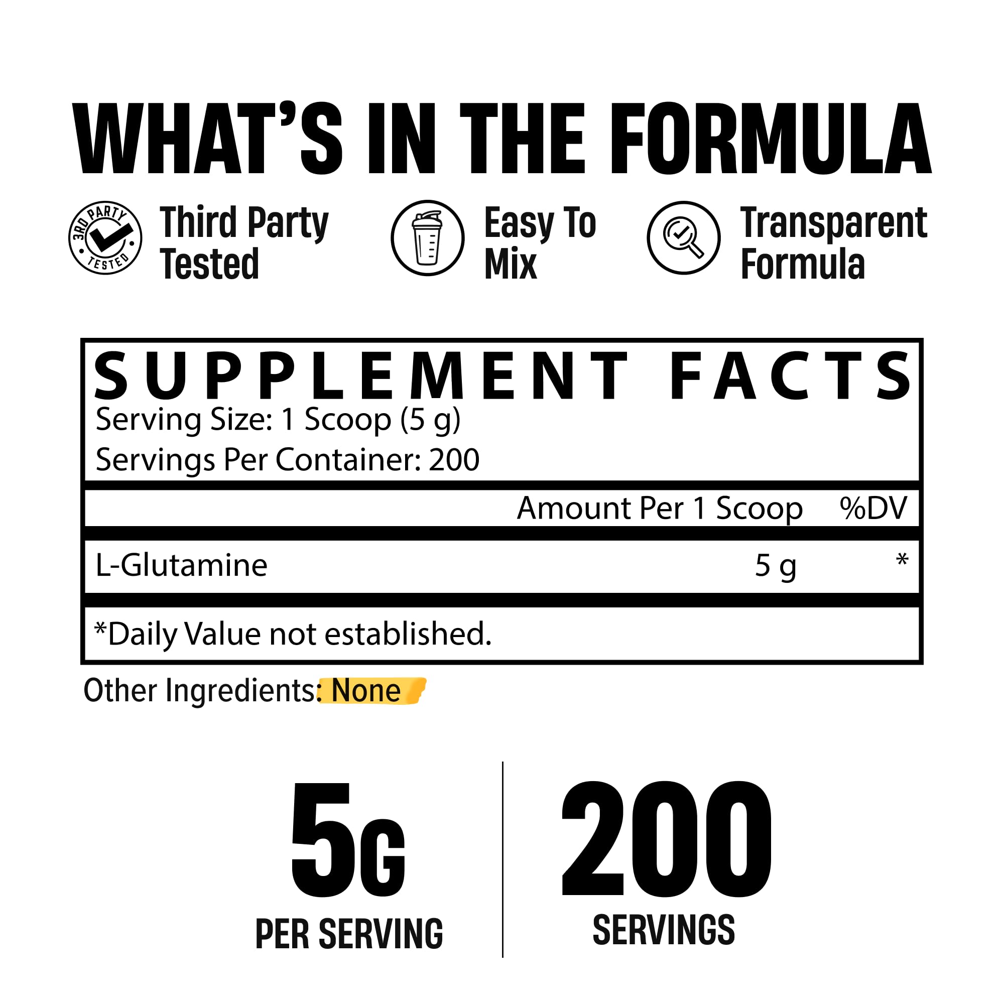 Nutrex Research L-Glutamine Powder - 200 Servings - Pure Unflavored, Non-GMO & Gluten Free — Amazon image 3