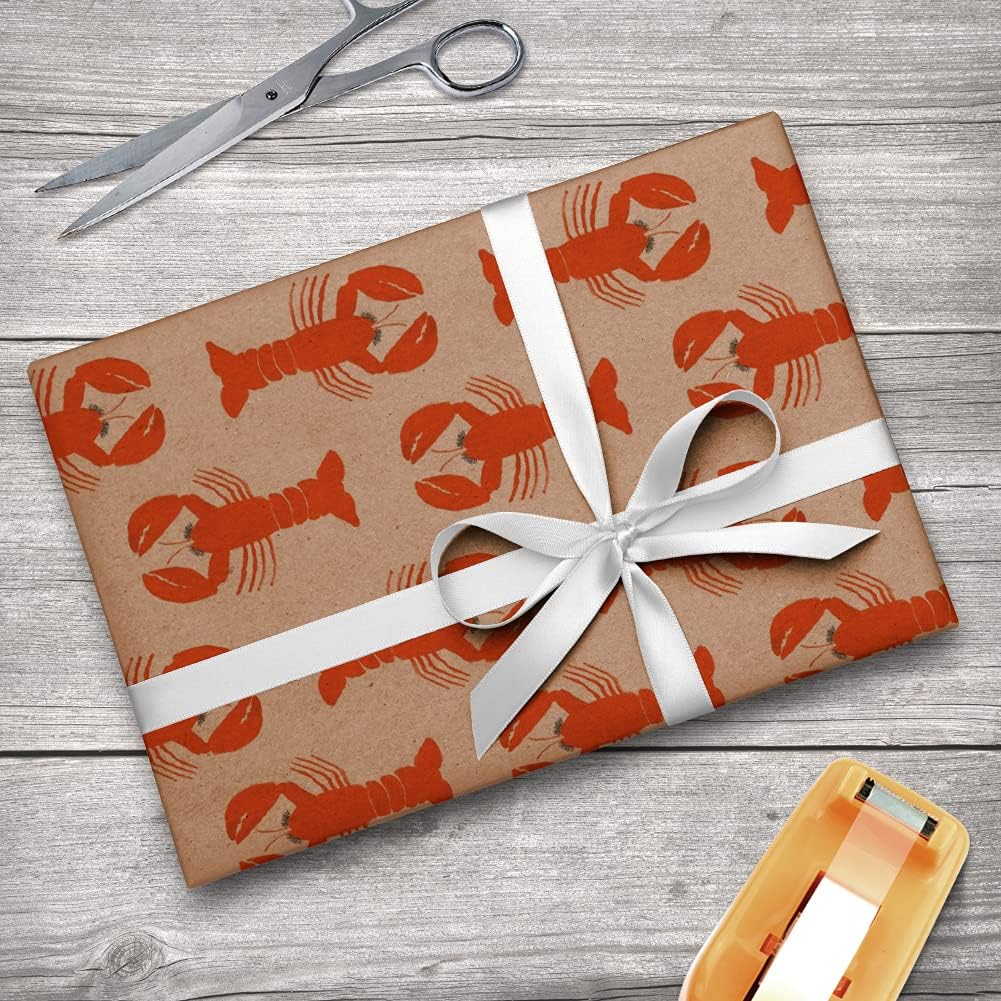 GRAPHICS & MORE Cute Maine Lobsters Pattern Premium Kraft Roll Gift Wrap Wrapping Paper
