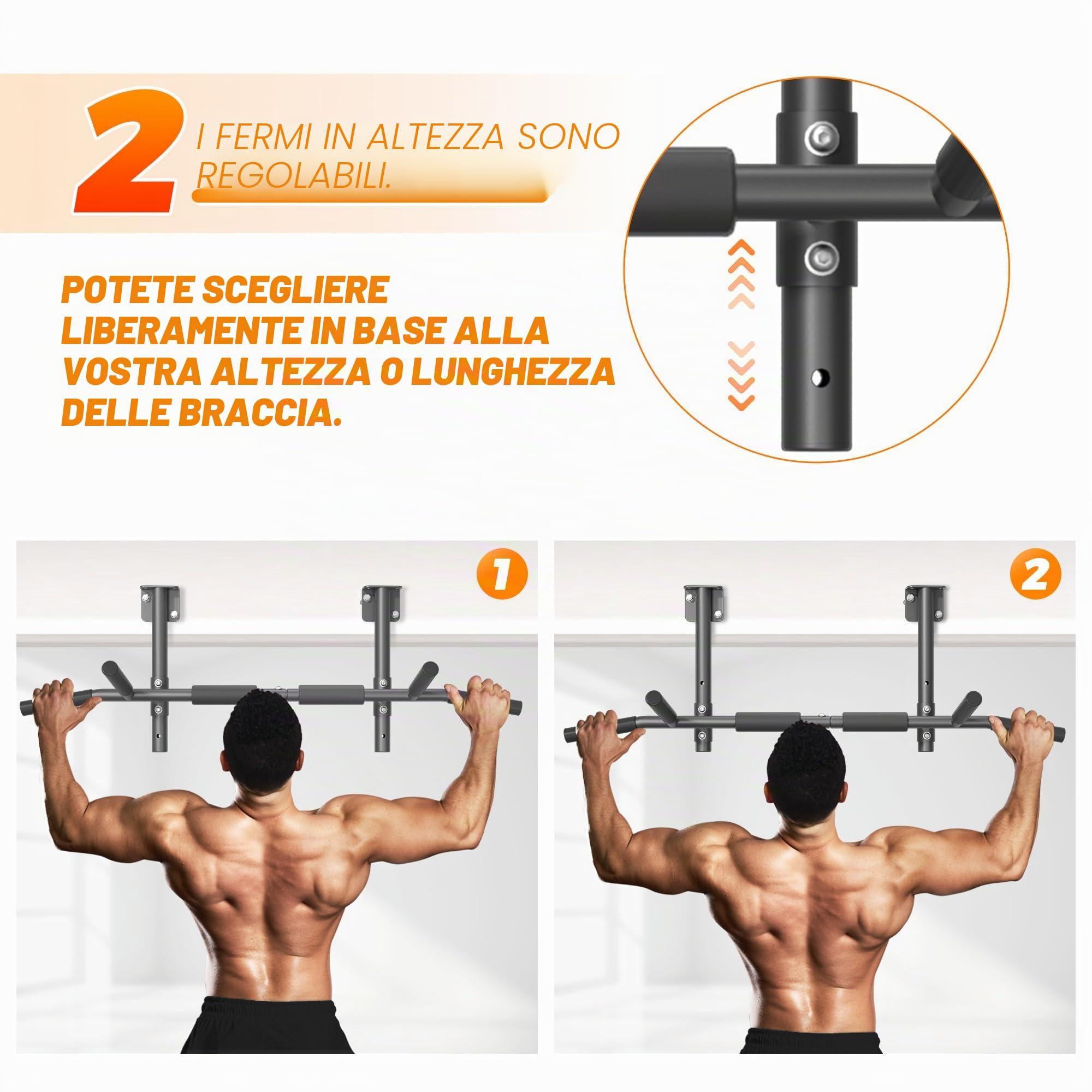 ONETWOFIT Barra per trazioni, montaggio a parete, montaggio a soffitto, 3 in 1, Heavy Duty per allenamento indoor Home Gym (carico massimo 200 kg)